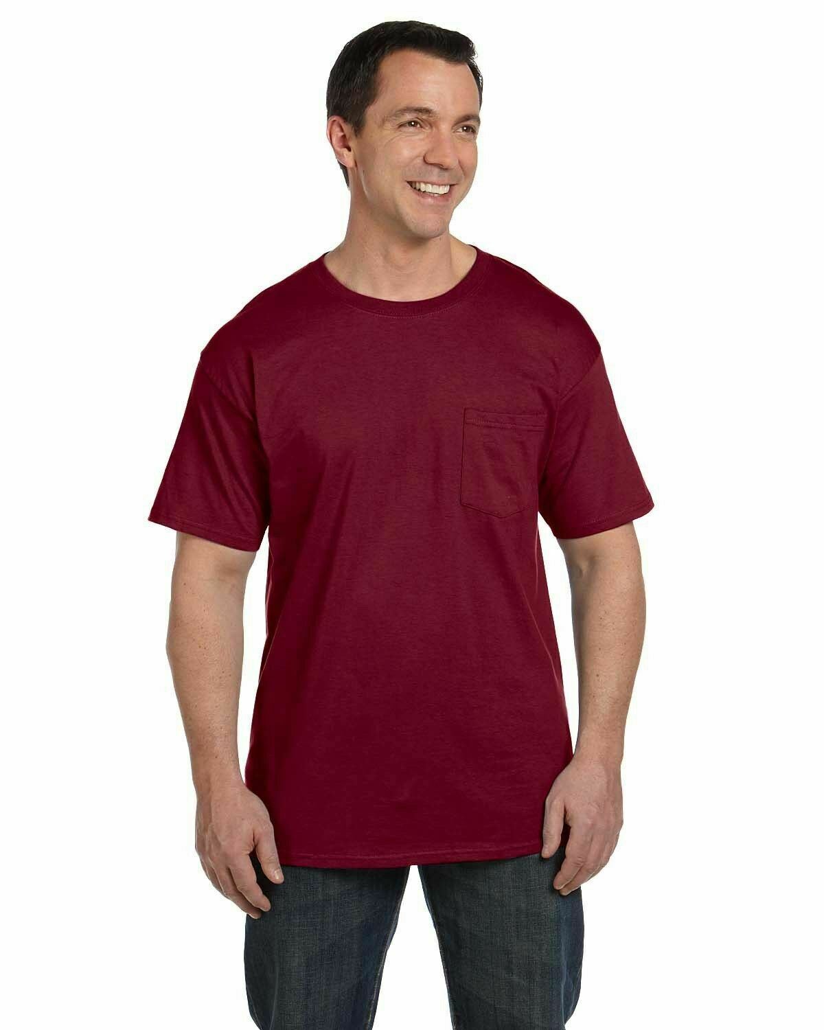 Hanes Mens Beefy-T T-Shirt with Pocket 6.1 oz 100% Cotton Tee 5190 S-3XL - Picture 10 of 69