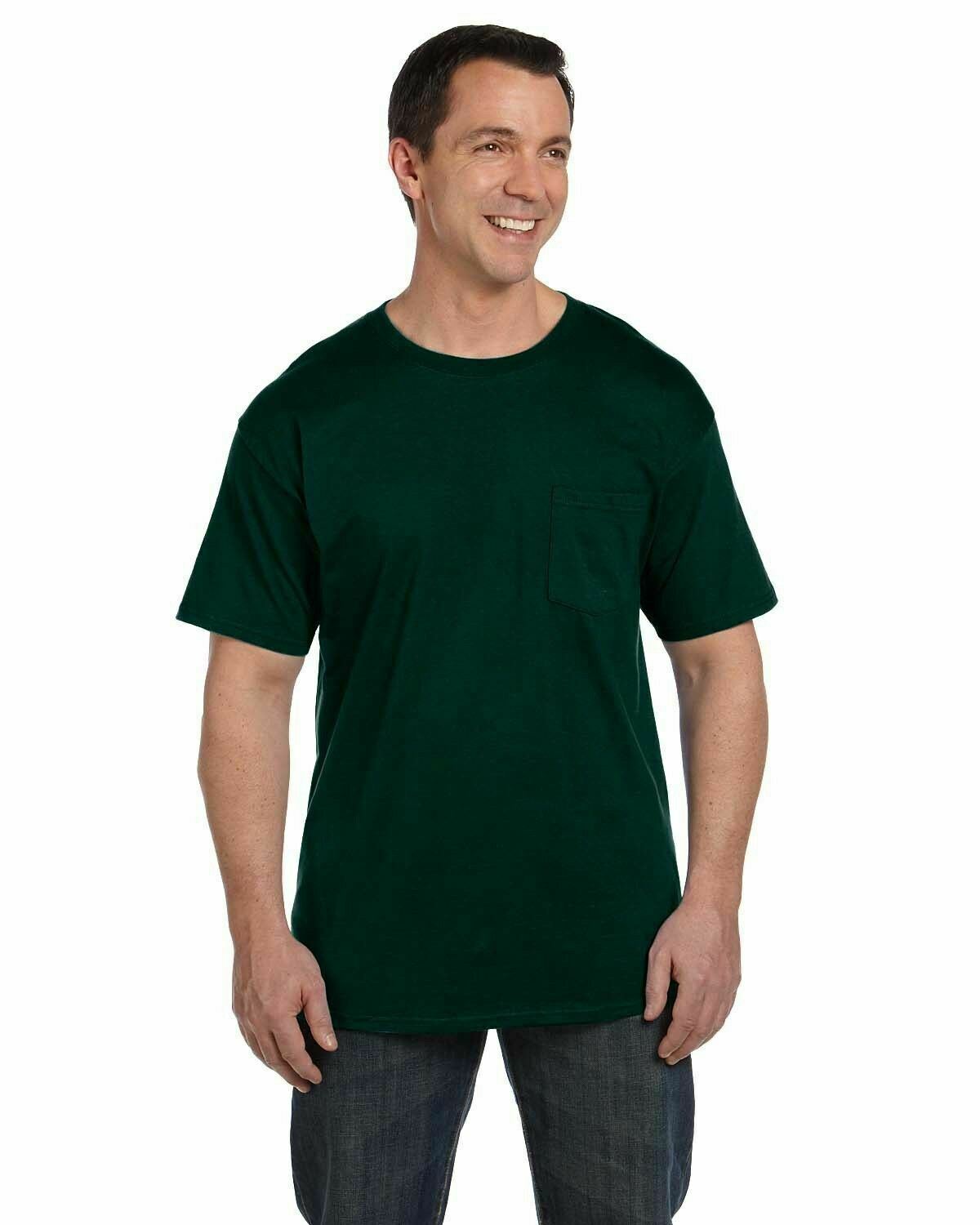 Hanes Mens Beefy-T T-Shirt with Pocket 6.1 oz 100% Cotton Tee 5190 S-3XL - Picture 16 of 69