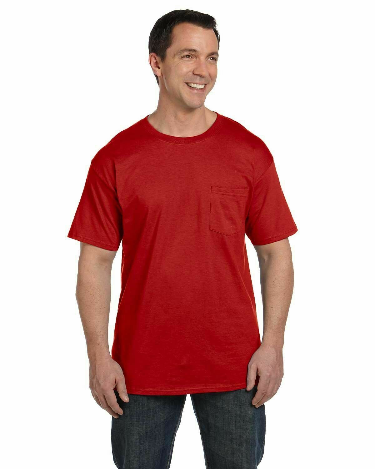 Hanes Mens Beefy-T T-Shirt with Pocket 6.1 oz 100% Cotton Tee 5190 S-3XL - Picture 19 of 69