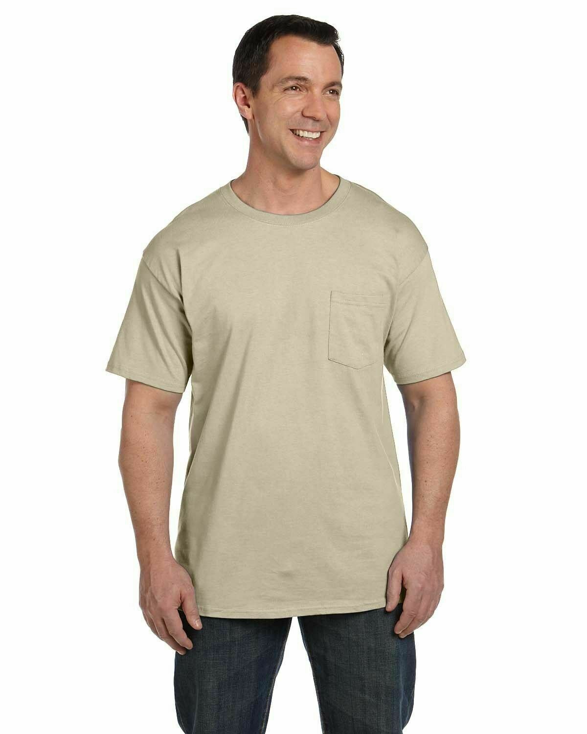 Hanes Mens Beefy-T T-Shirt with Pocket 6.1 oz 100% Cotton Tee 5190 S-3XL - Picture 58 of 69