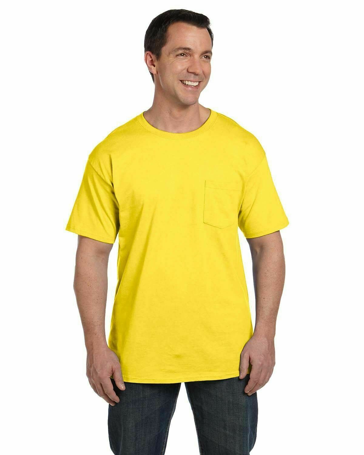 Hanes Mens Beefy-T T-Shirt with Pocket 6.1 oz 100% Cotton Tee 5190 S-3XL - Picture 67 of 69