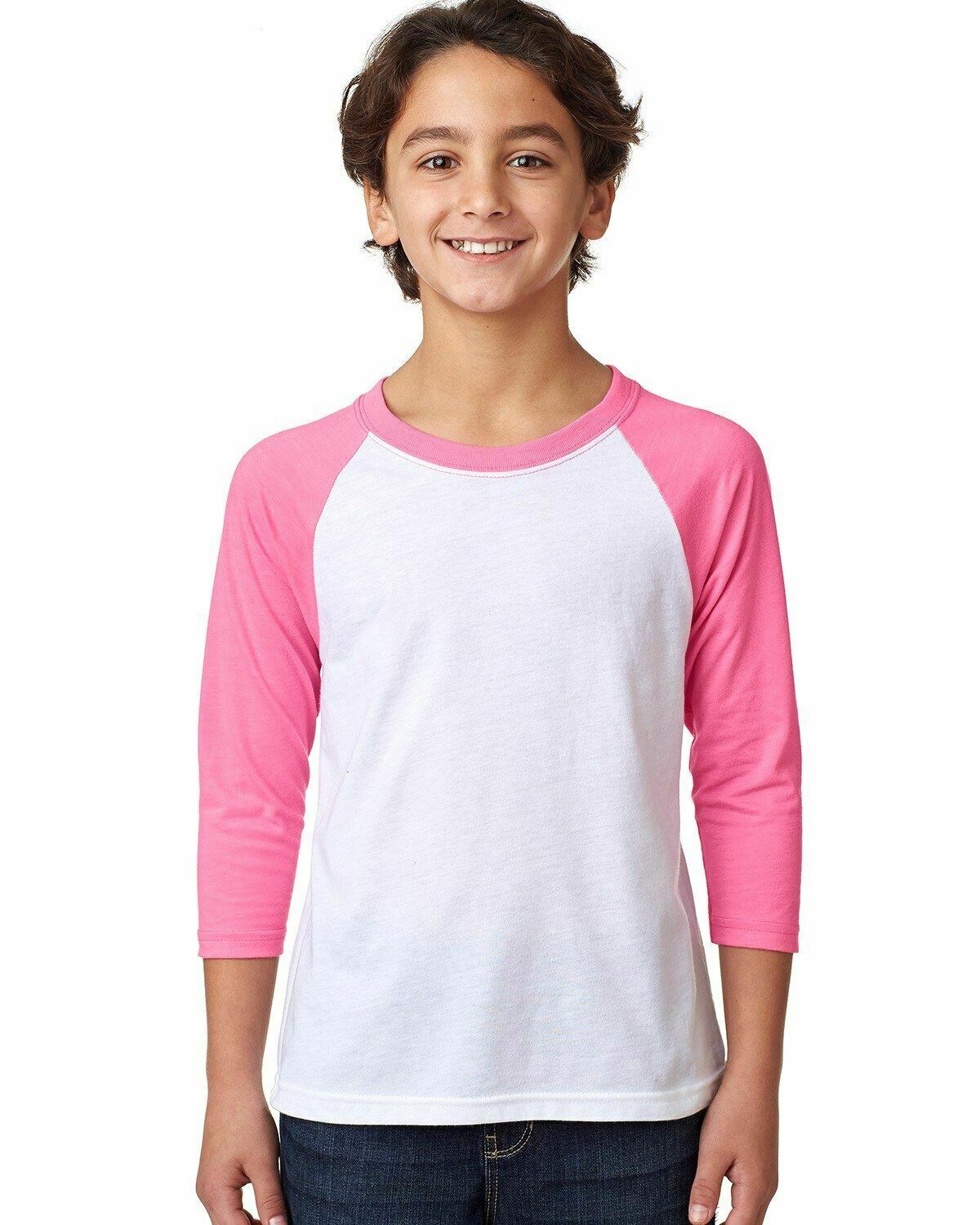 Next Level Youth CVC 3/4-Sleeve Raglan Sleeve Tee Shirt XS-XL 3352 - Picture 17 of 37