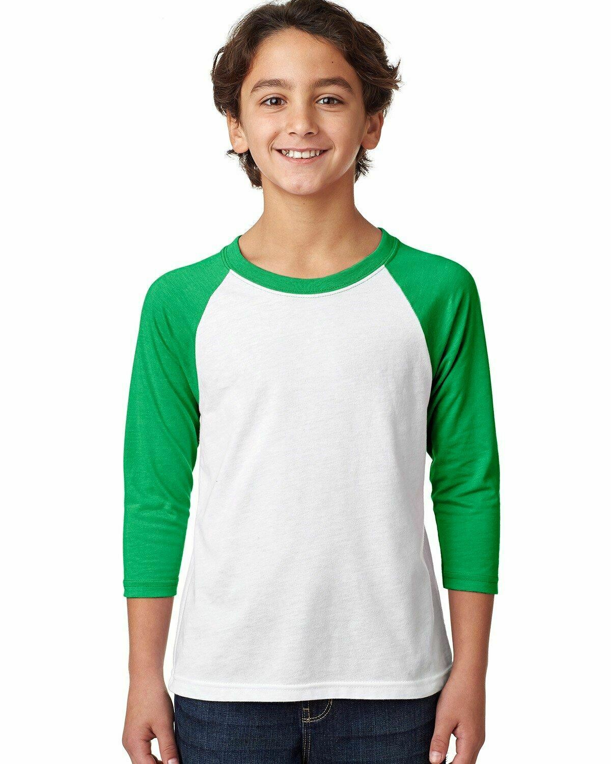 Next Level Youth CVC 3/4-Sleeve Raglan Sleeve Tee Shirt XS-XL 3352 - Picture 23 of 37