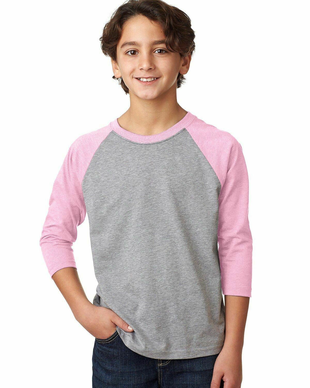 Next Level Youth CVC 3/4-Sleeve Raglan Sleeve Tee Shirt XS-XL 3352 - Picture 26 of 37