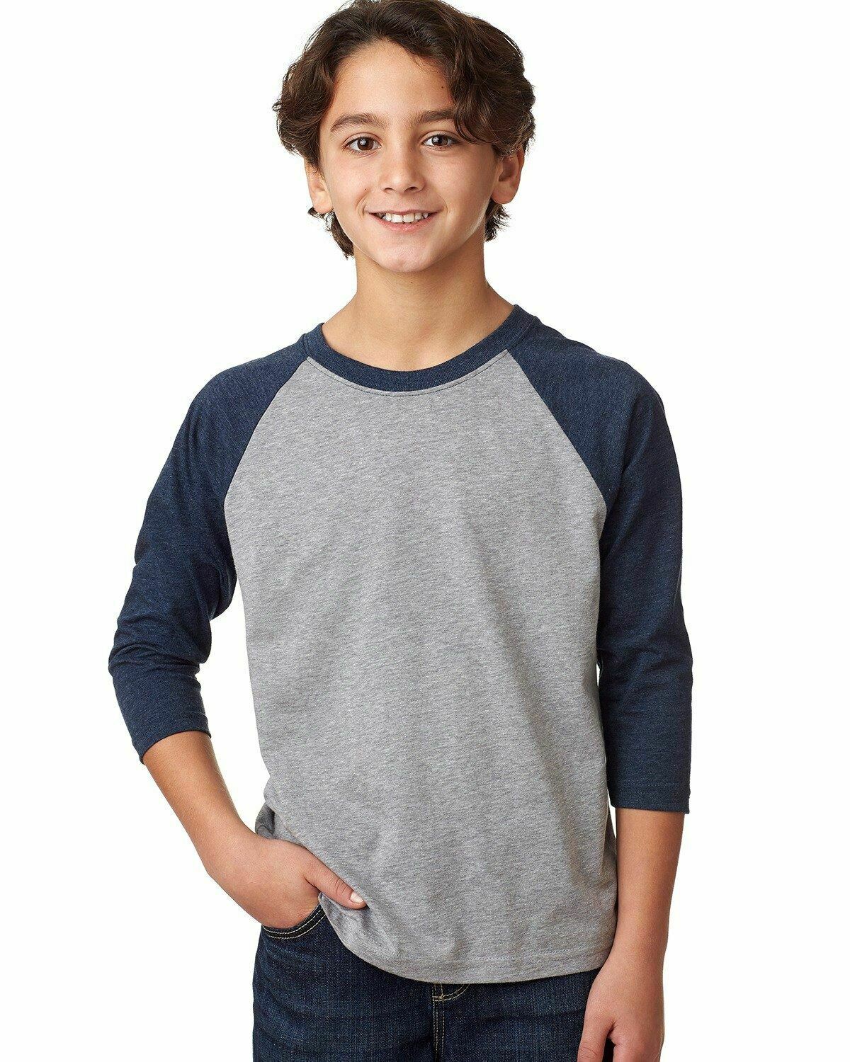 Next Level Youth CVC 3/4-Sleeve Raglan Sleeve Tee Shirt XS-XL 3352 - Picture 29 of 37