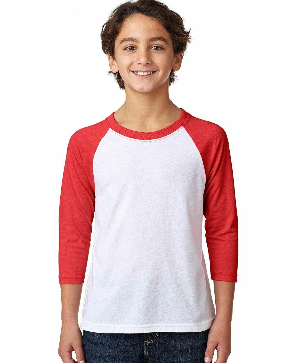 Next Level Youth CVC 3/4-Sleeve Raglan Sleeve Tee Shirt XS-XL 3352 - Picture 32 of 37