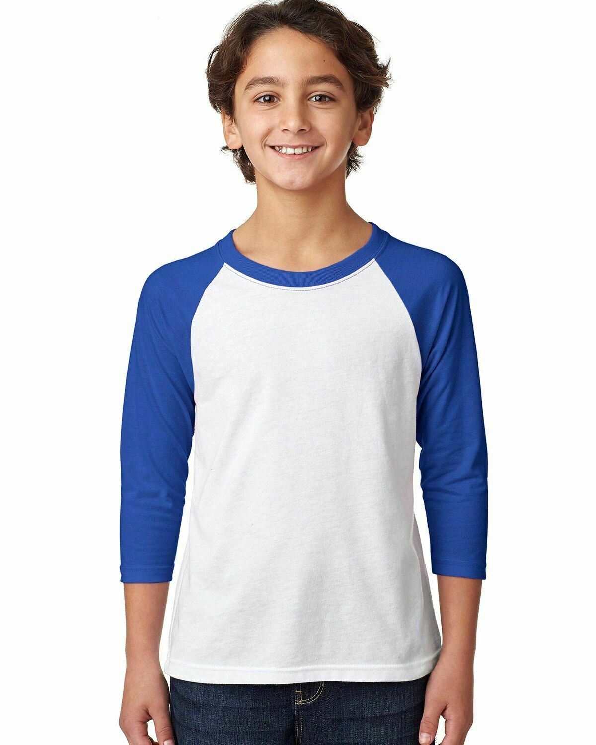 Next Level Youth CVC 3/4-Sleeve Raglan Sleeve Tee Shirt XS-XL 3352 - Picture 35 of 37