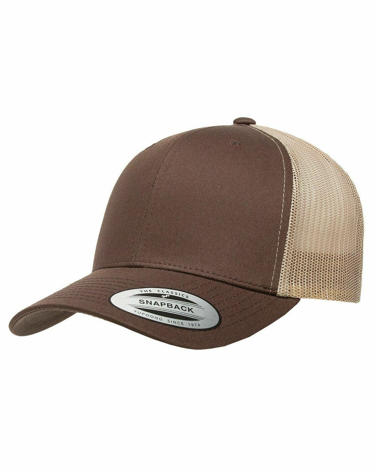 Yupoong Blank Retro Classic Cotton Mesh Trucker Cap Snapback Hat 6606 NEW - Picture 7 of 44