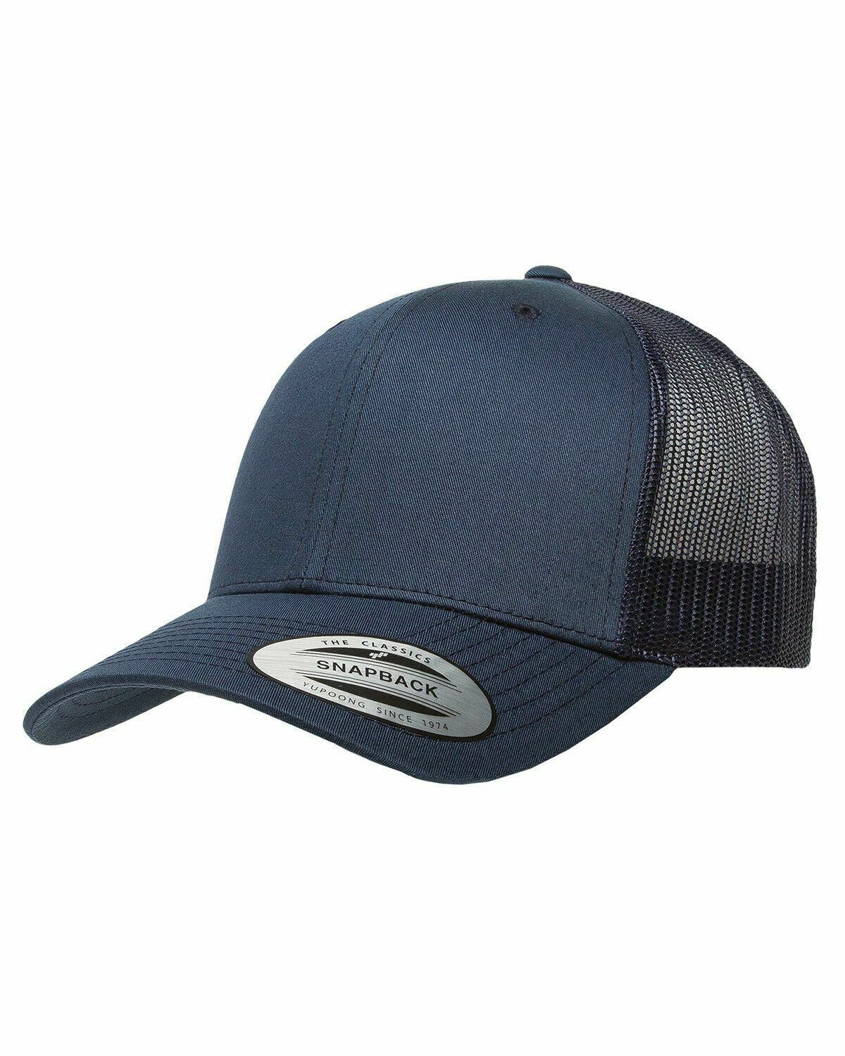 Yupoong Blank Retro Classic Cotton Mesh Trucker Cap Snapback Hat 6606 NEW - Picture 25 of 44