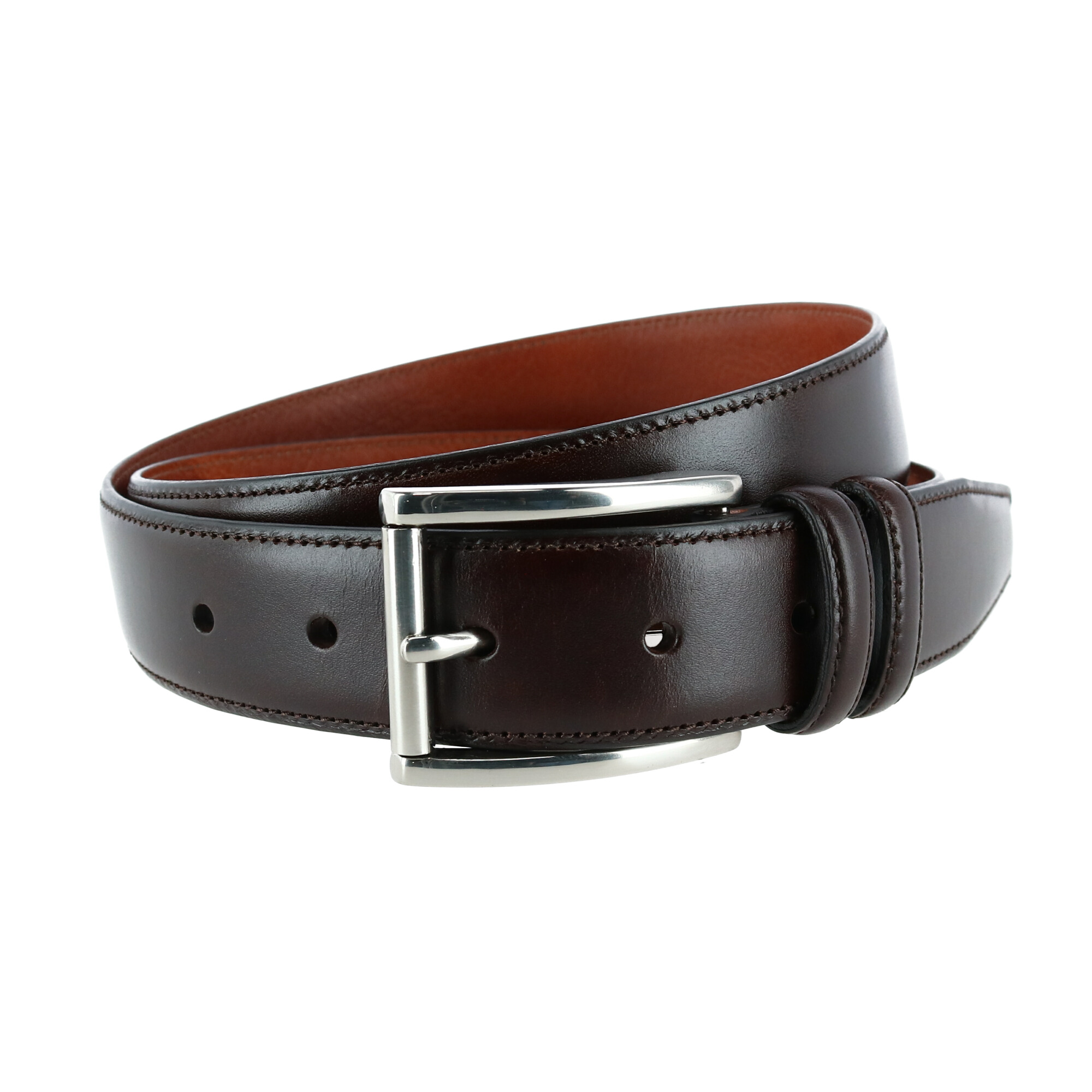 Trafalgar Men's Lorenzo 32mm Dropped Edge Leather Dress Belt - Dark brown