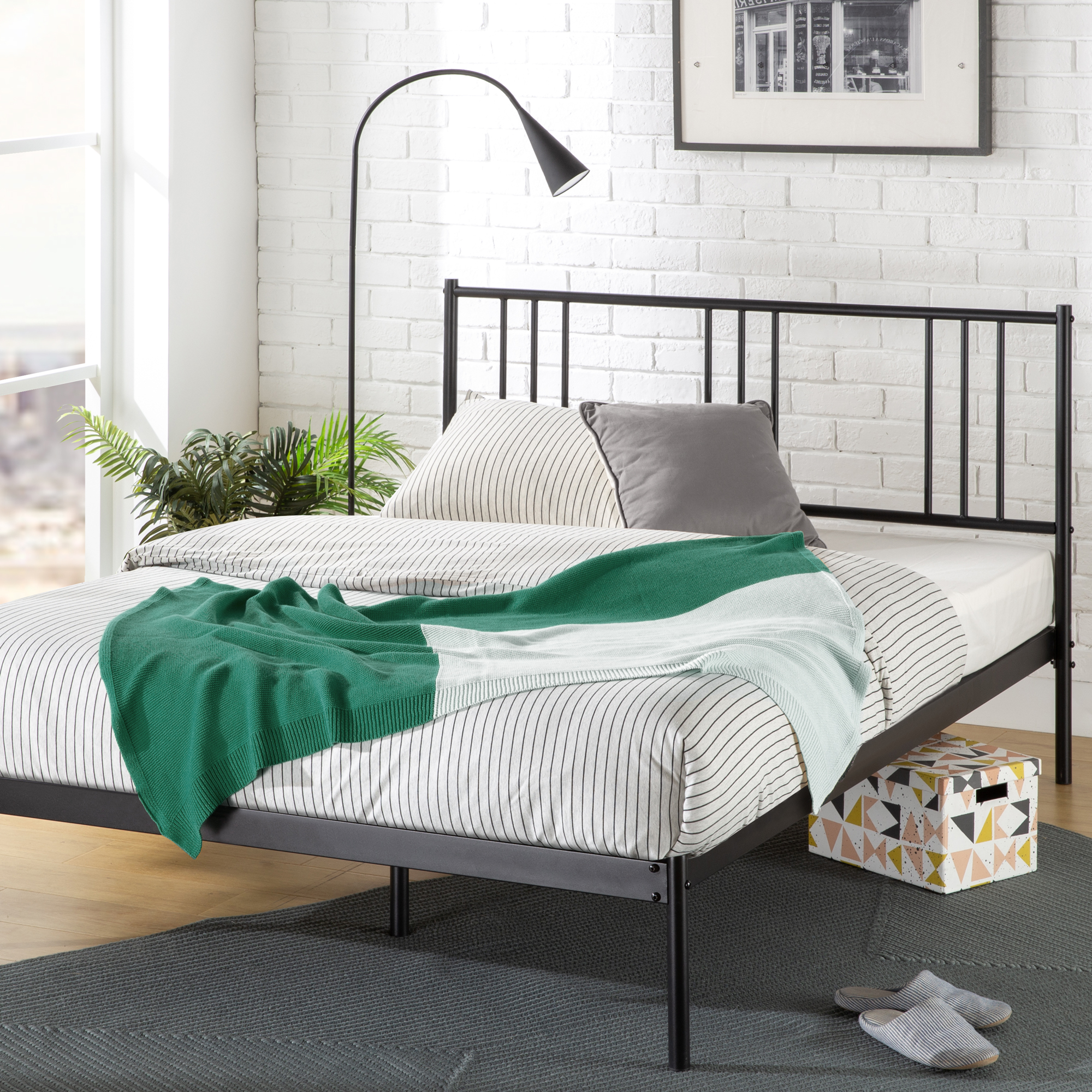 Zinus Bed Frame Queen Double Single King Heavy Duty Metal Base Wood Metal Slats - Picture 149 of 172