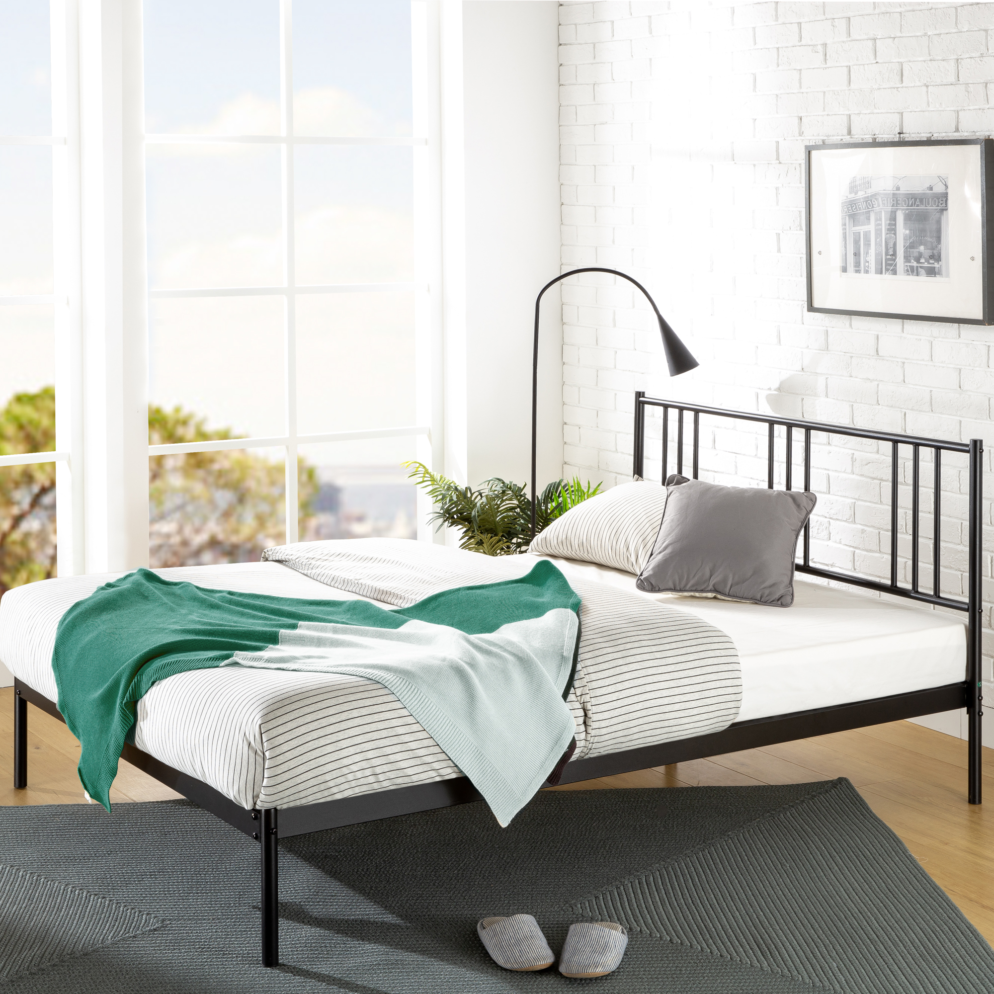 Zinus Bed Frame Queen Double Single King Heavy Duty Metal Base Wood Metal Slats - Picture 150 of 172