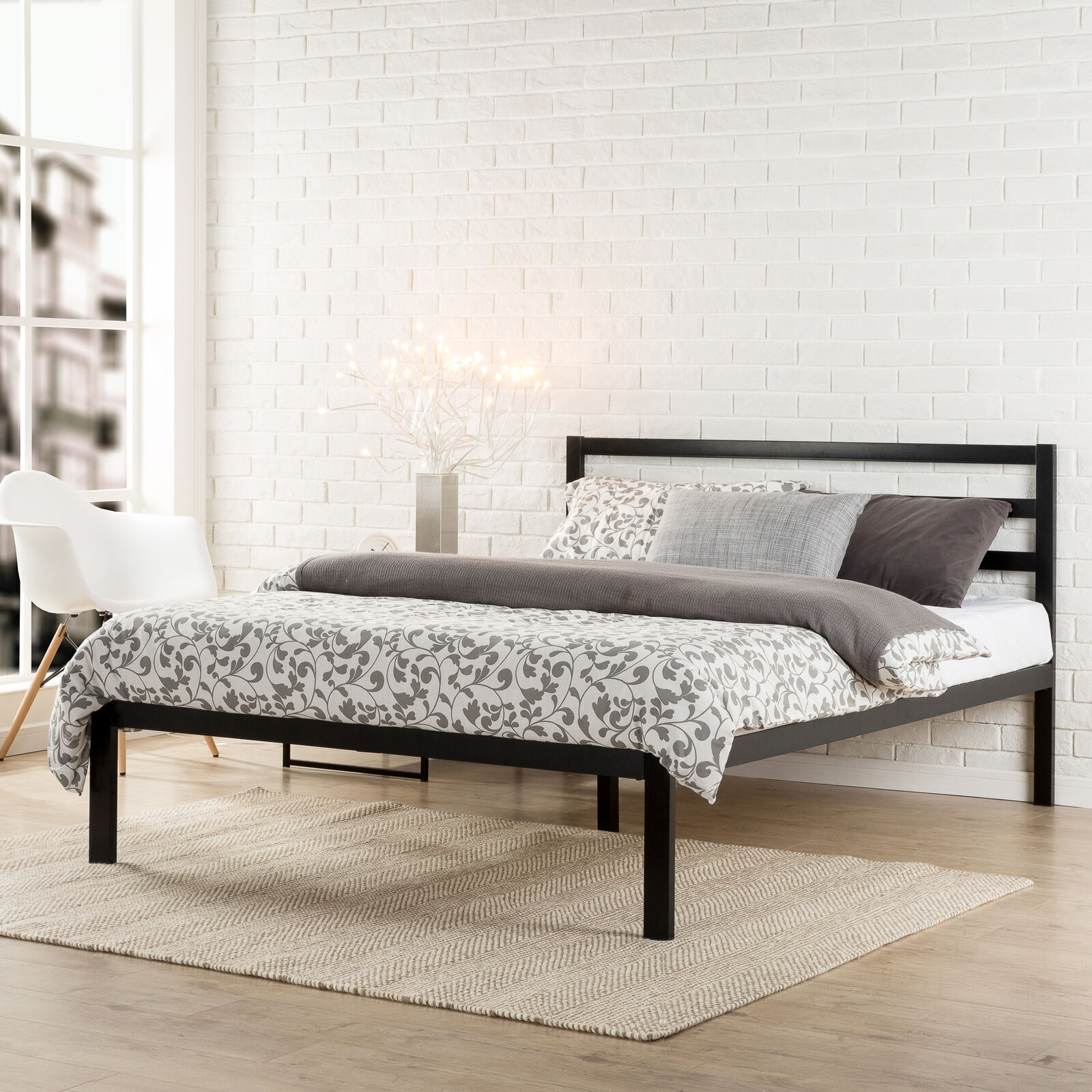 Zinus Bed Frame Queen Double Single King Heavy Duty Metal Base Wood Metal Slats - Picture 65 of 172