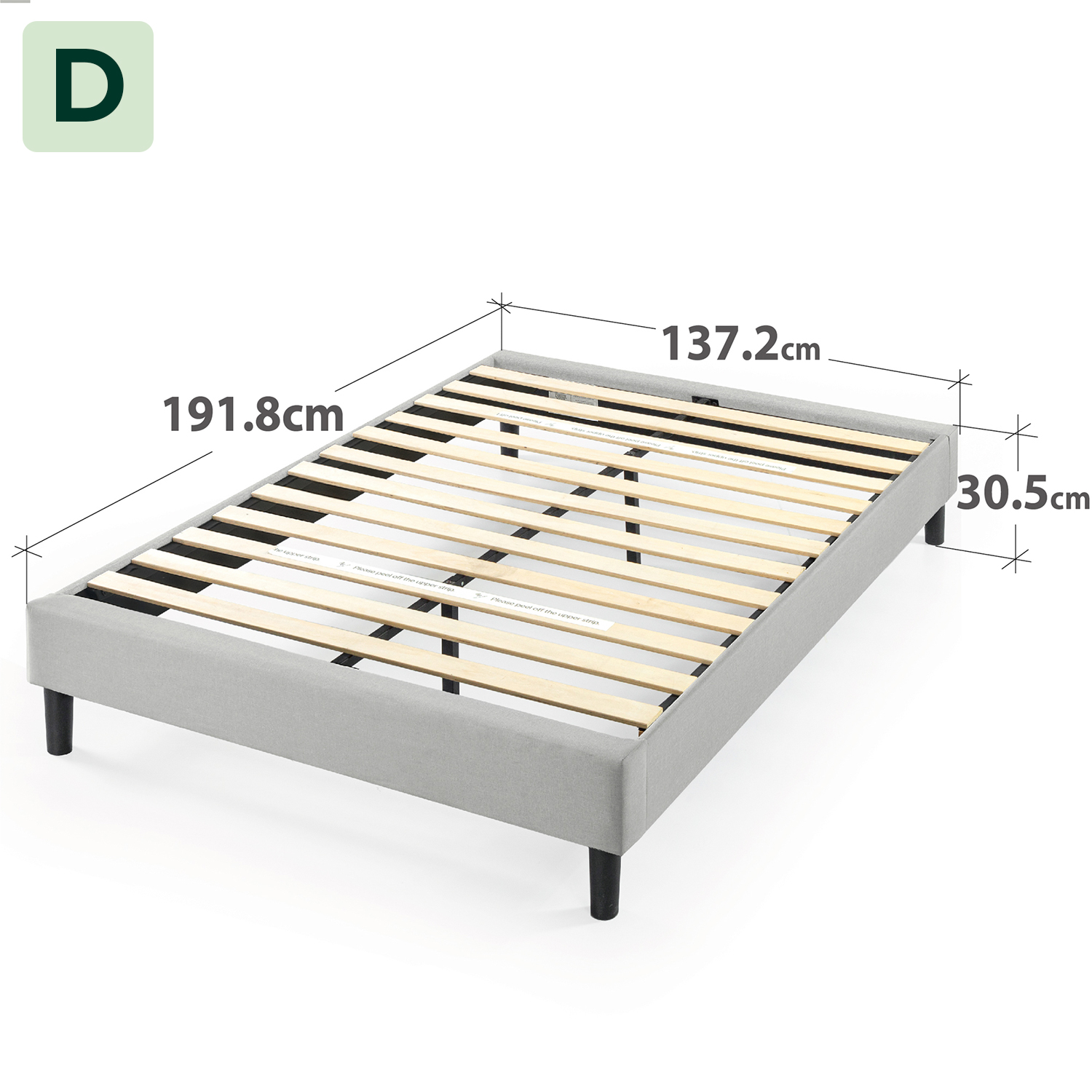 Zinus Fabric Bed Base Upholstered Bed Frame Light Grey Queen Single - Picture 18 of 28