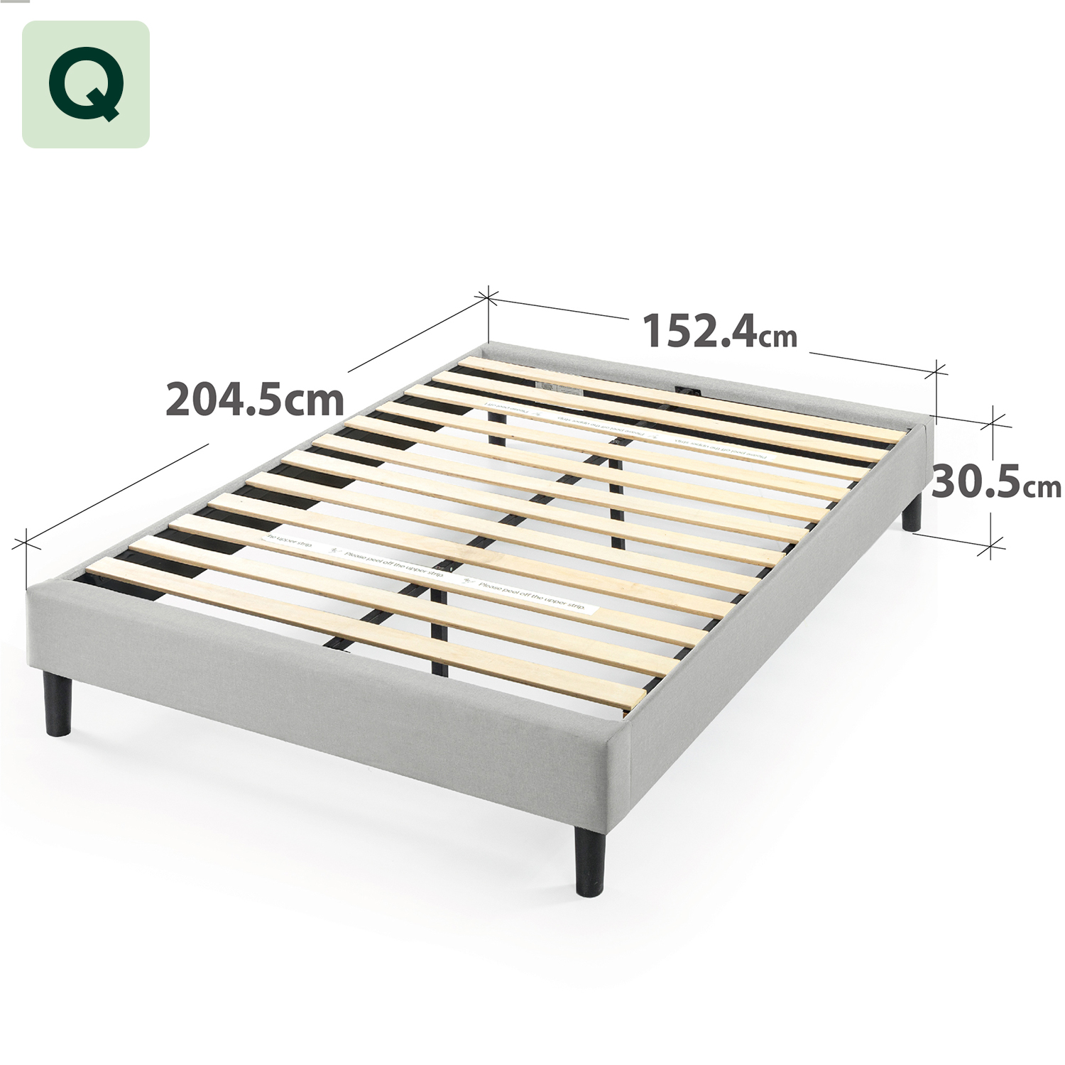 Zinus Fabric Bed Base Upholstered Bed Frame Light Grey Queen Single - Picture 19 of 28
