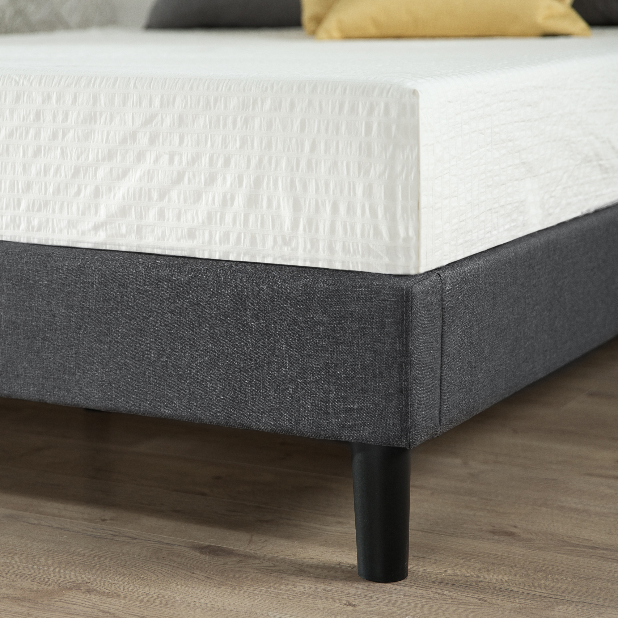 Zinus Curtis Fabric Ensemble Bed Base Upholstered Grey Frame Double Queen Size - Picture 15 of 28