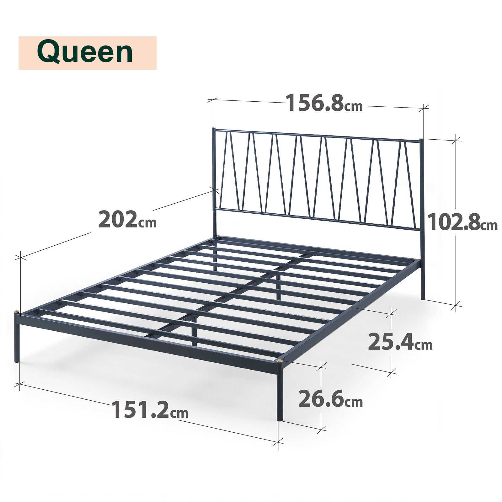 Zinus Bed Frame Queen Double Single King Heavy Duty Metal Base Wood Metal Slats - Picture 95 of 172