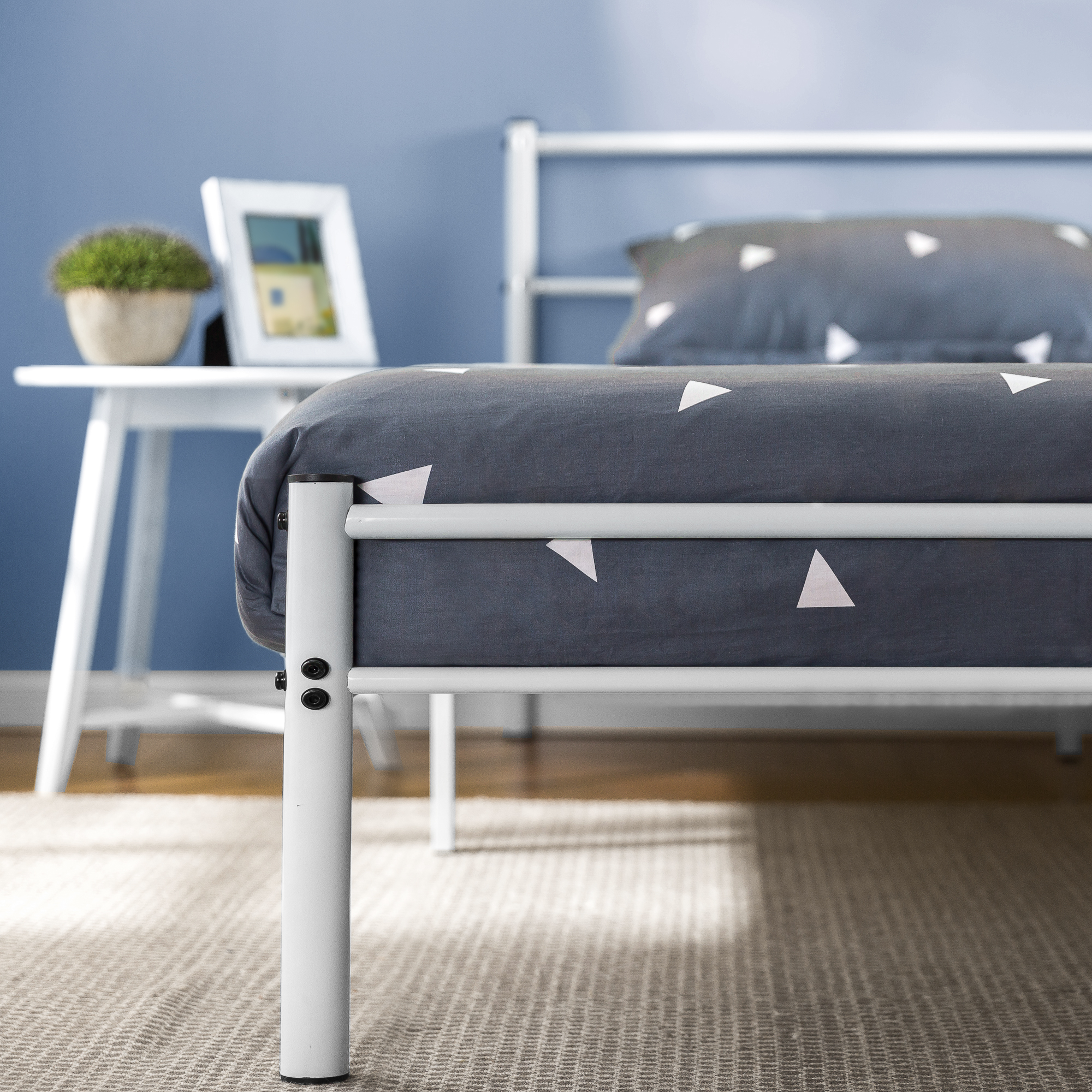 Zinus Bed Frame Queen Double Single King Heavy Duty Metal Base Wood Metal Slats - Picture 25 of 172