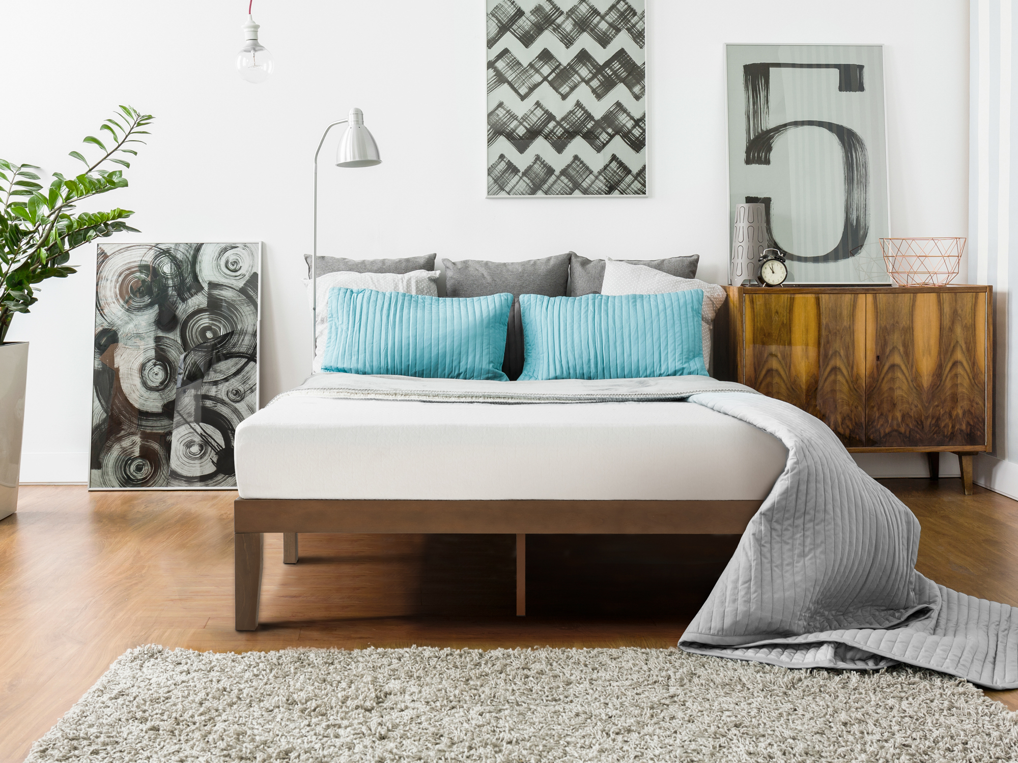 Wood Bed Frame Queen Double King Single Solid Pine Wood Base - Zinus Blake - Picture 14 of 20