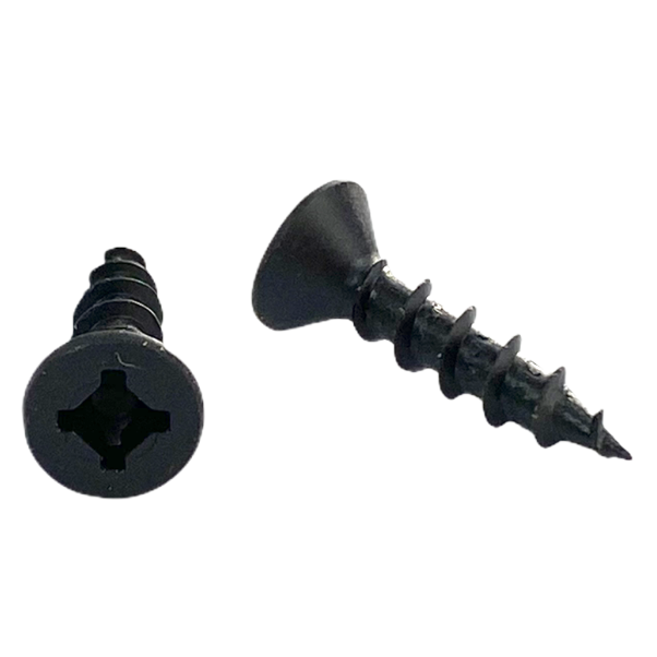 Cabentry Brand | Wood Screws | Flat Head | Phillips Square Drive | #8 |  5/8 Inch | Deep Thread | Type 17 Point | Black Phosphate Finish | 100 Pack