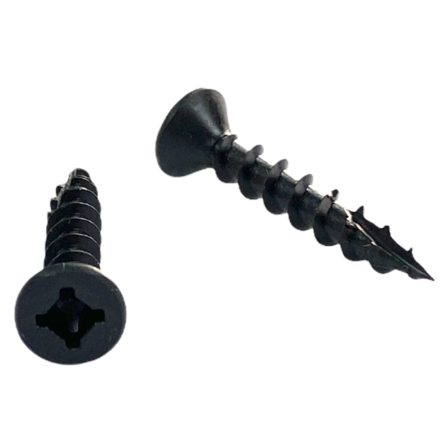 Cabentry Brand | Wood Screws | Flat Head | Phillips Square Drive | #8 | 1 5/8 Inch | Deep Thread | Type 17 Point | Black Phosphate Finish | 100 Pack