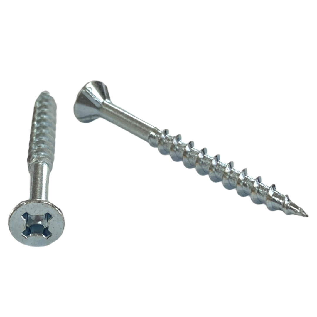 Cabentry Brand Wood Screws Flat Head Phillips Square Drive #8 3 Inch Deep Thread Type 17 Point Zinc