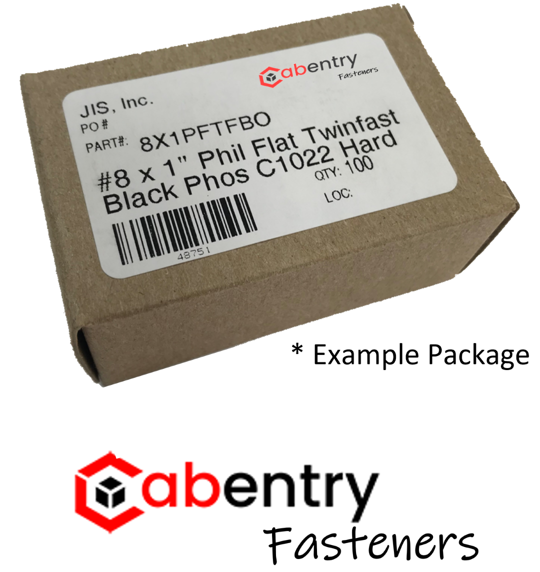 Cabentry Brand | Wood Screws | Pan Head | Phillips Drive | #8 |  7/8 Inch | Deep Thread | Sharp Point | Black Phosphate Finish | 100 Pack