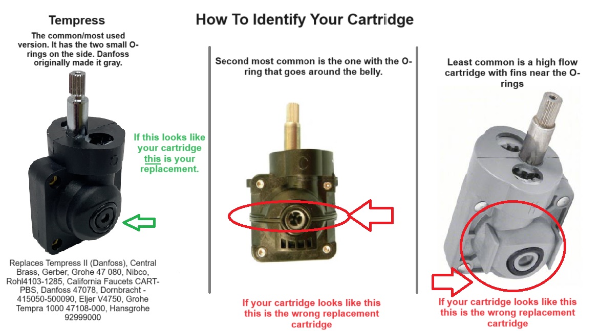 Barry Walter Tempress II pressure balance shower valve cartridge replacement for Danfoss 1786-9000