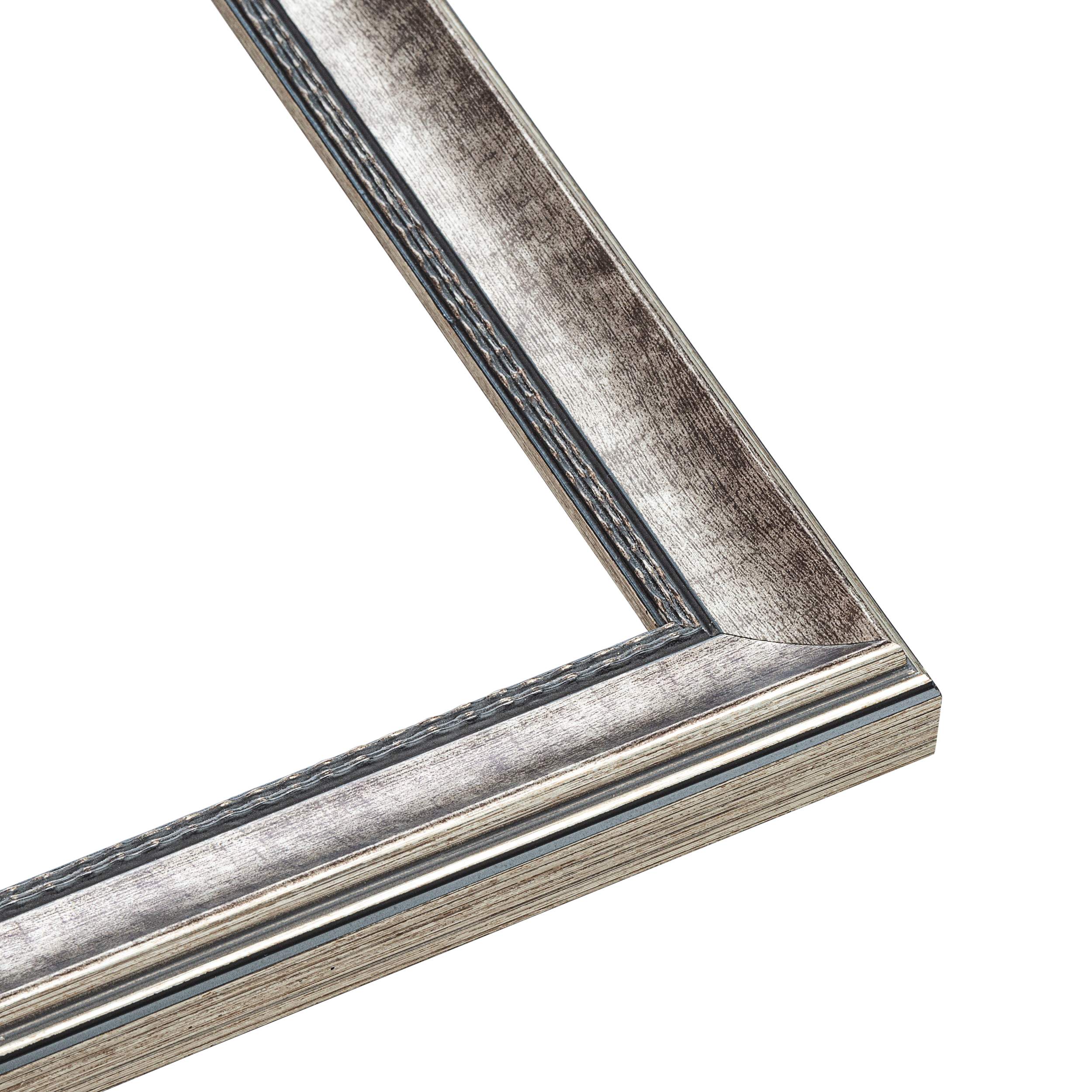Quadratischer Bilderrahmen mit schlankem Profil Silber - UV Acryl, Rückseite, hängende Hardware