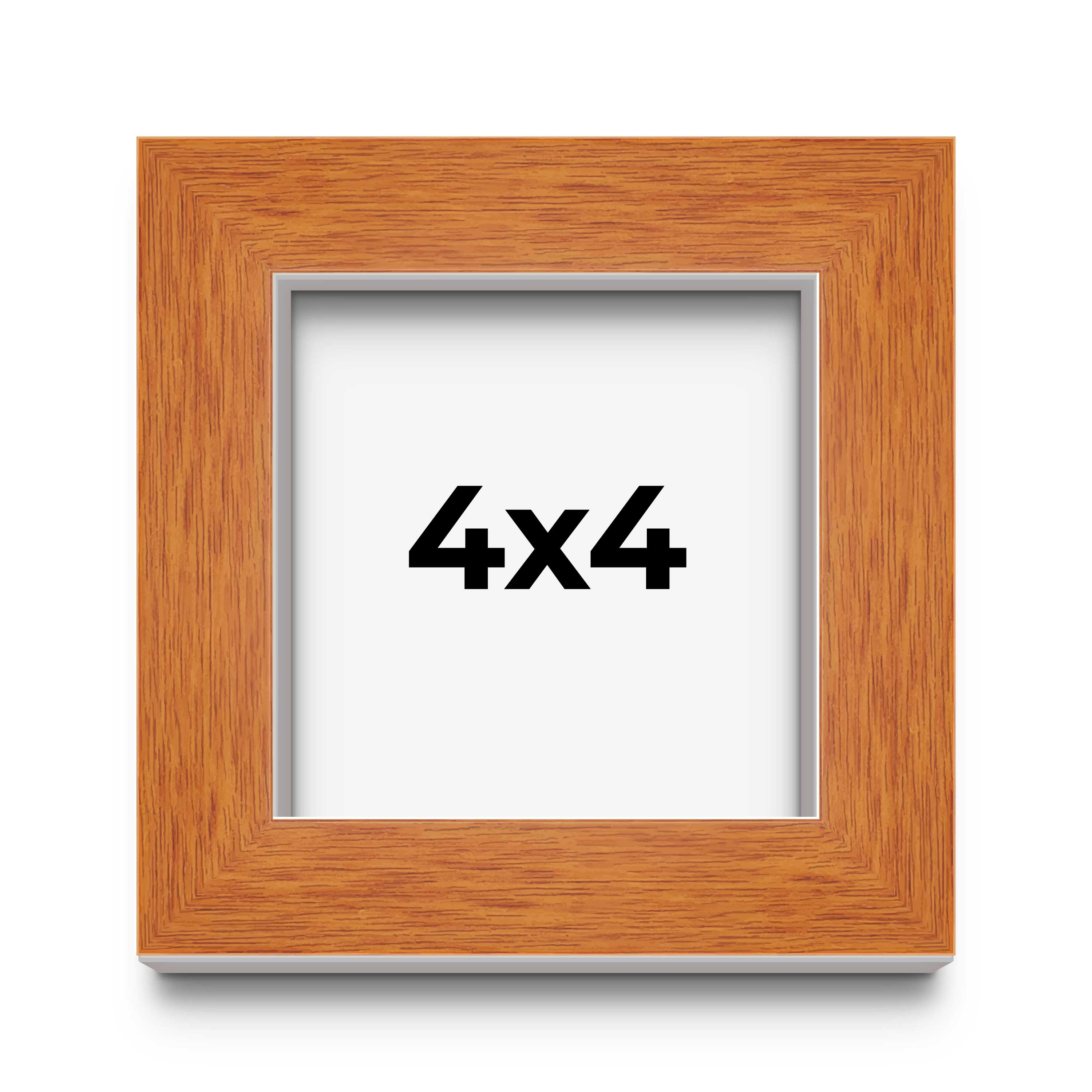 Honey Pecan 4×4 Wood Shadow Box with White Acid-Free Backing 3/4″ Usable Depth