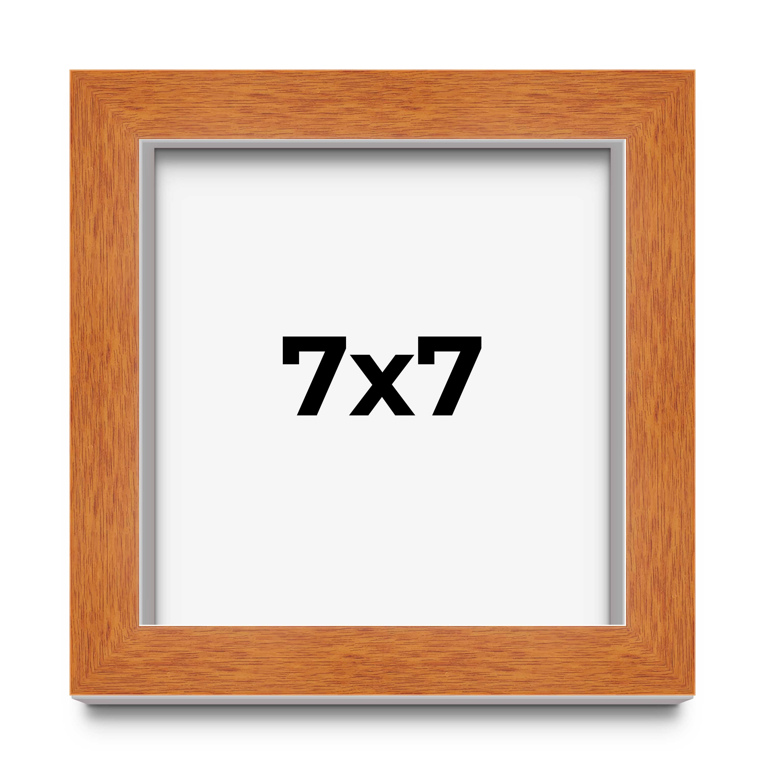 7×7 Shadow Box Frame Brown | 0.875 Inches Deep Real Wood Contemporary Shadowbox