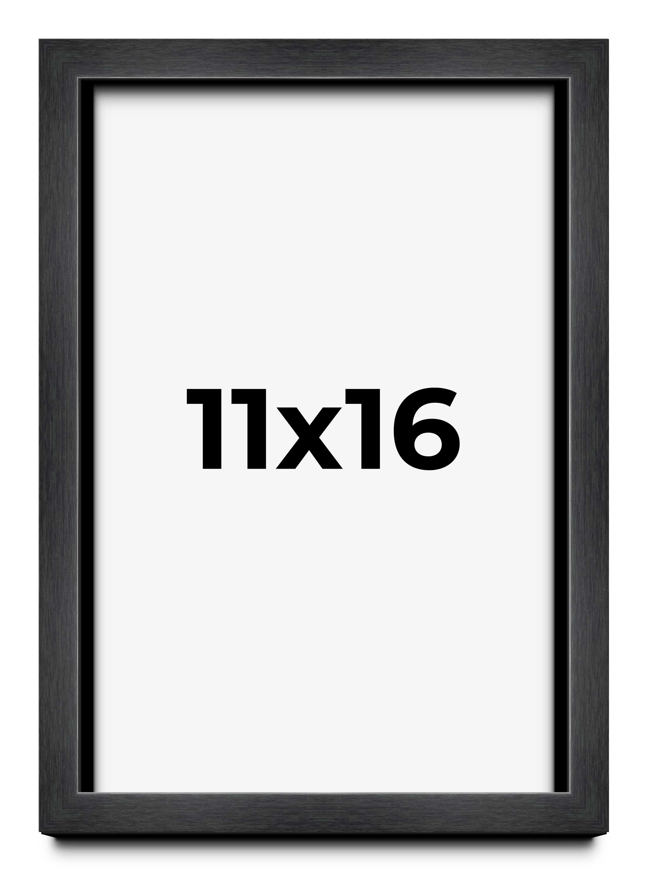 11×16 Frame Black Charcoal Grey Wood Textured Picture Frame | 0.75 Inch Moulding