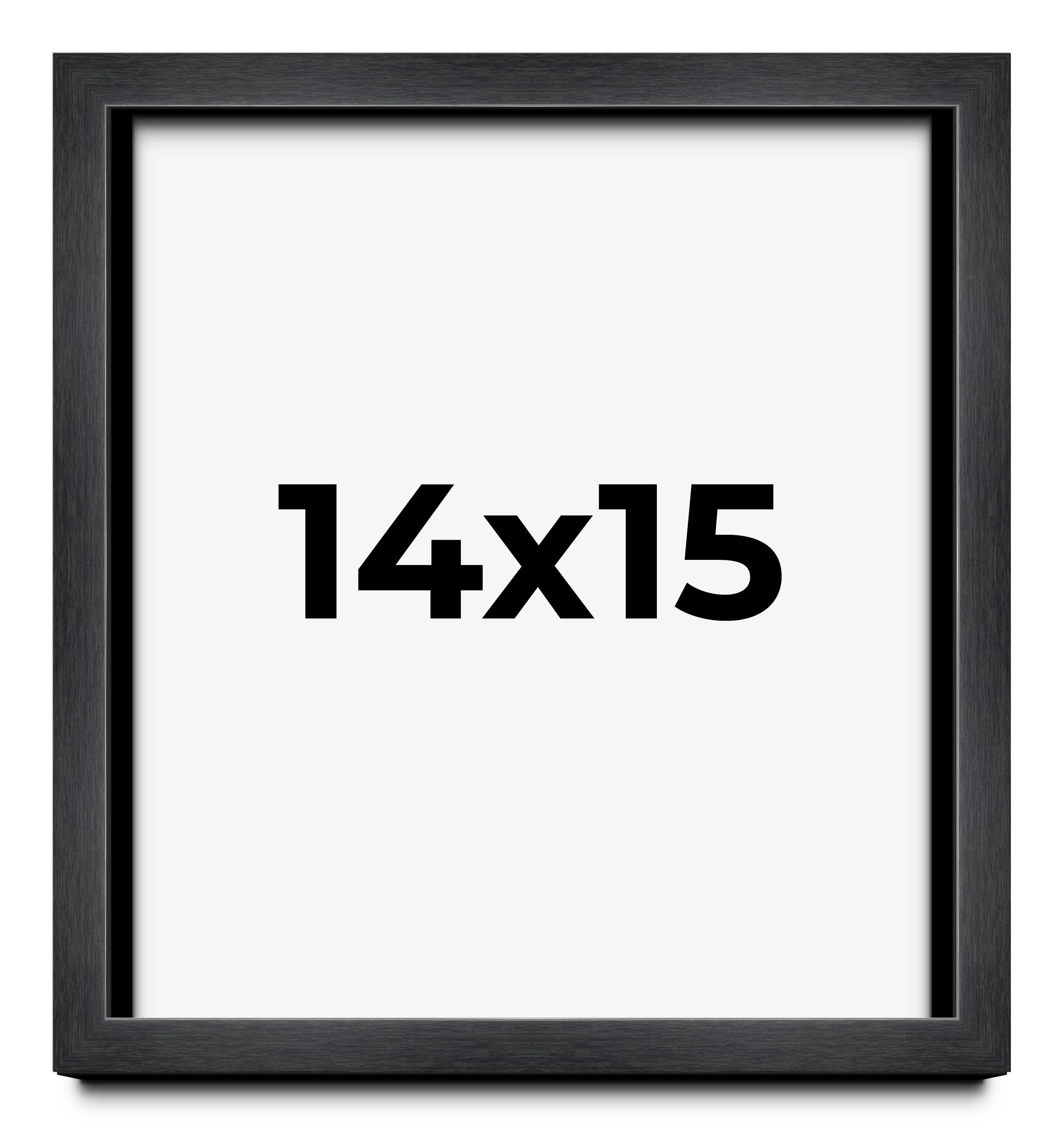 14x15 Frame Black Charcoal Grey Wood Textured Picture Frame | 0.75 Inch Moulding - Picture 1 of 10