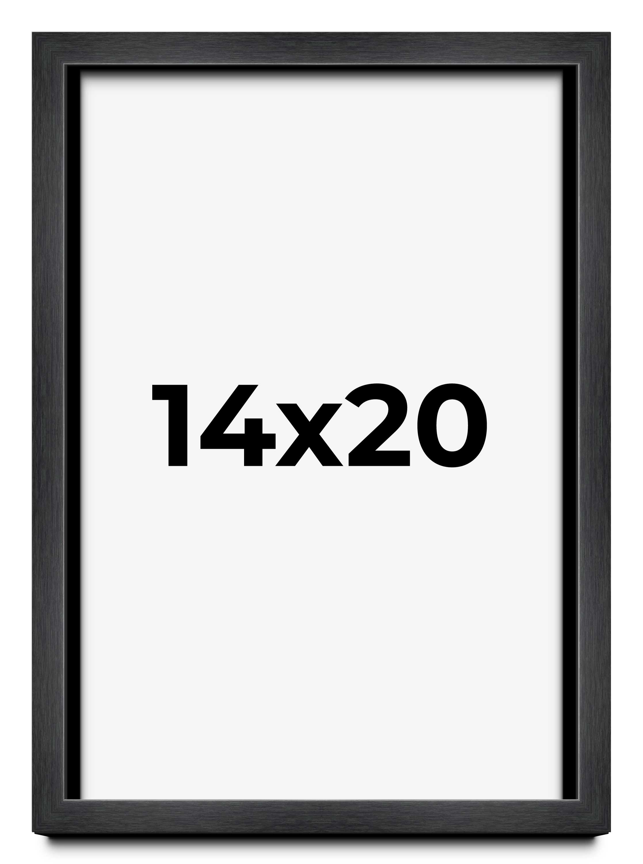 14x20 Frame Black Charcoal Grey Wood Textured Picture Frame | 0.75 Inch Moulding