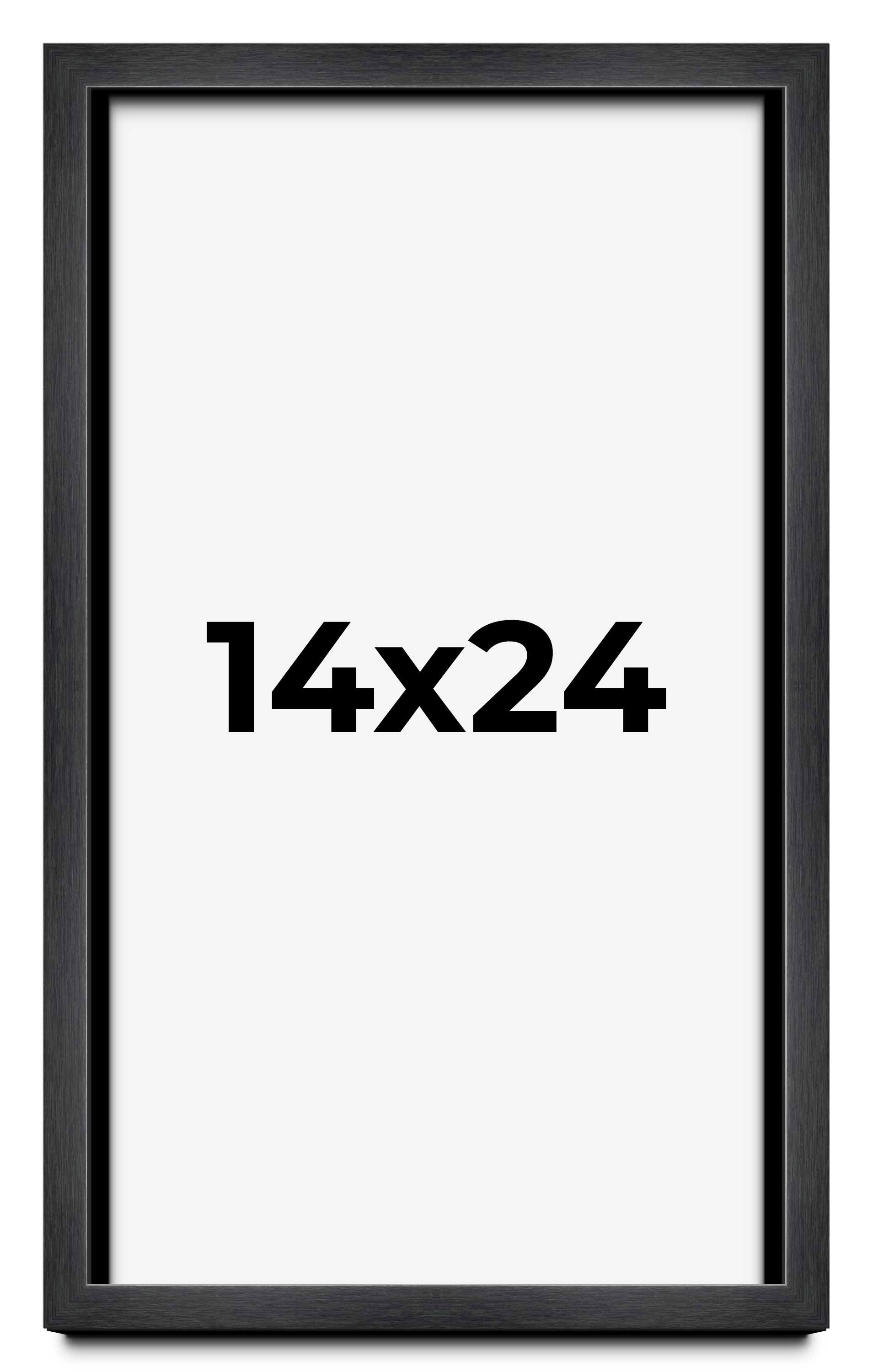 14×24 Frame Black Charcoal Grey Wood Textured Picture Frame | 0.75 Inch Moulding