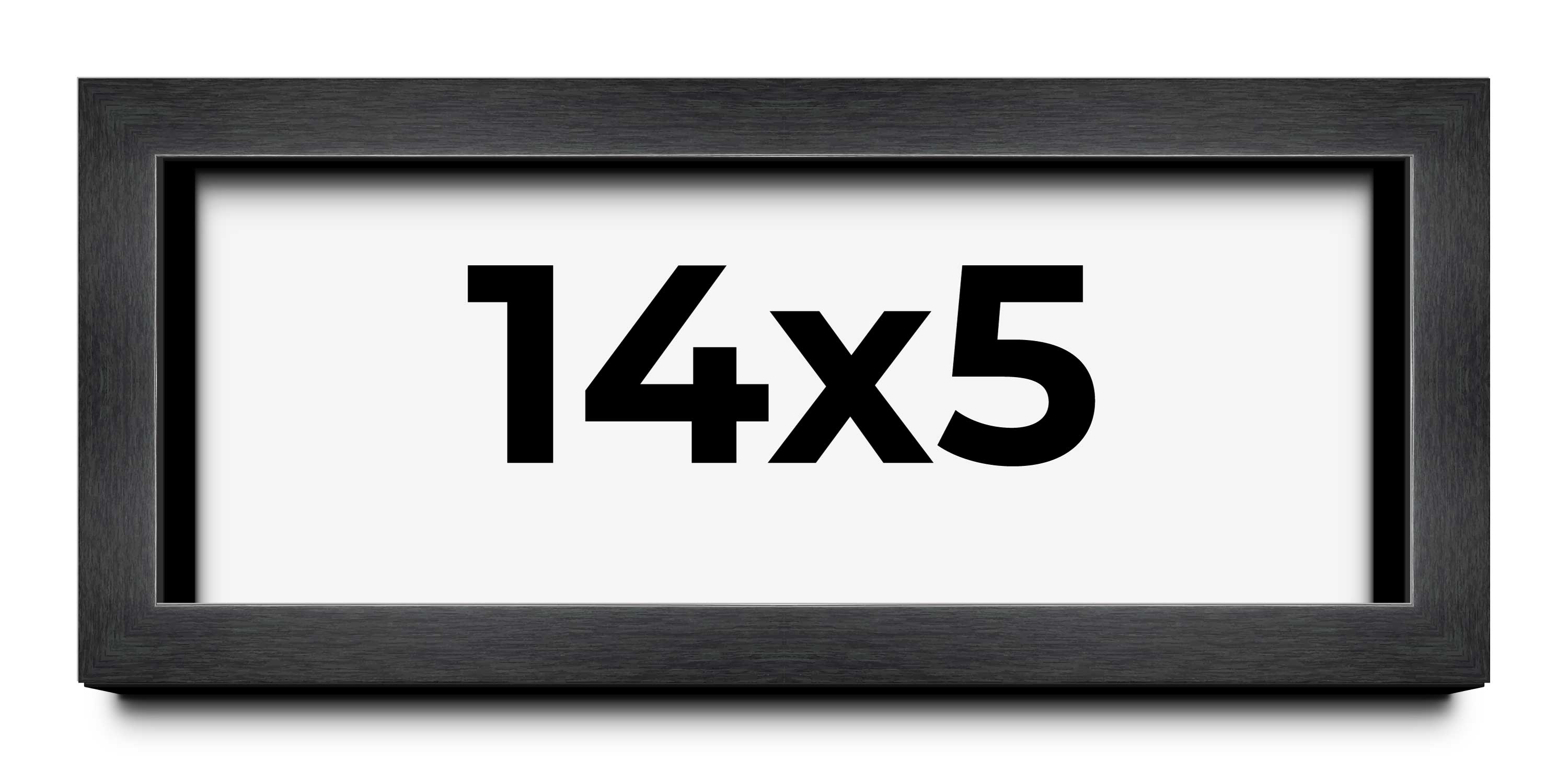 14×5 Frame Black Charcoal Grey Wood Textured Picture Frame | 0.75 Inch Moulding
