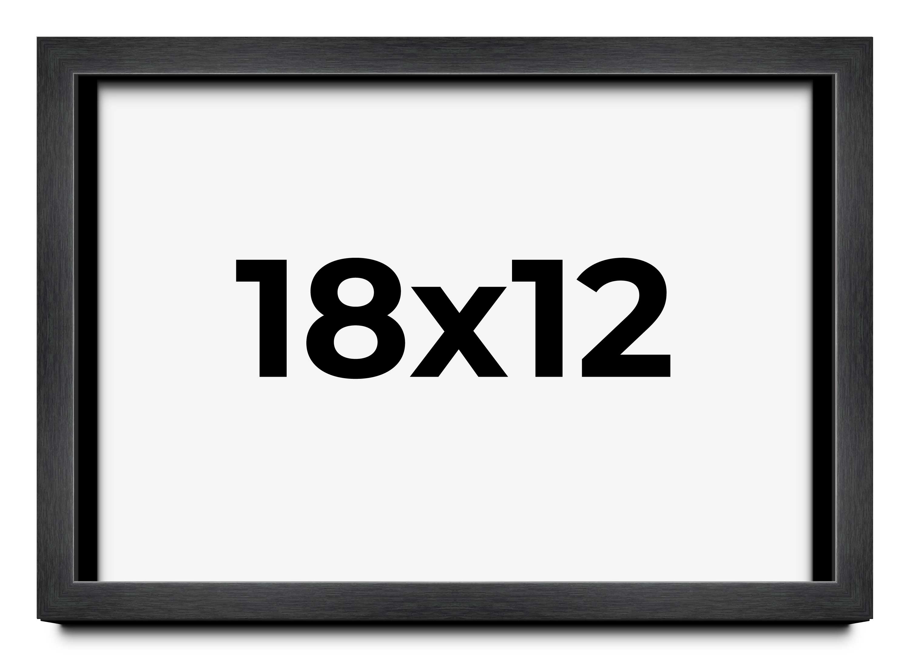 18×12 Frame Black Charcoal Grey Wood Textured Picture Frame | 0.75 Inch Moulding