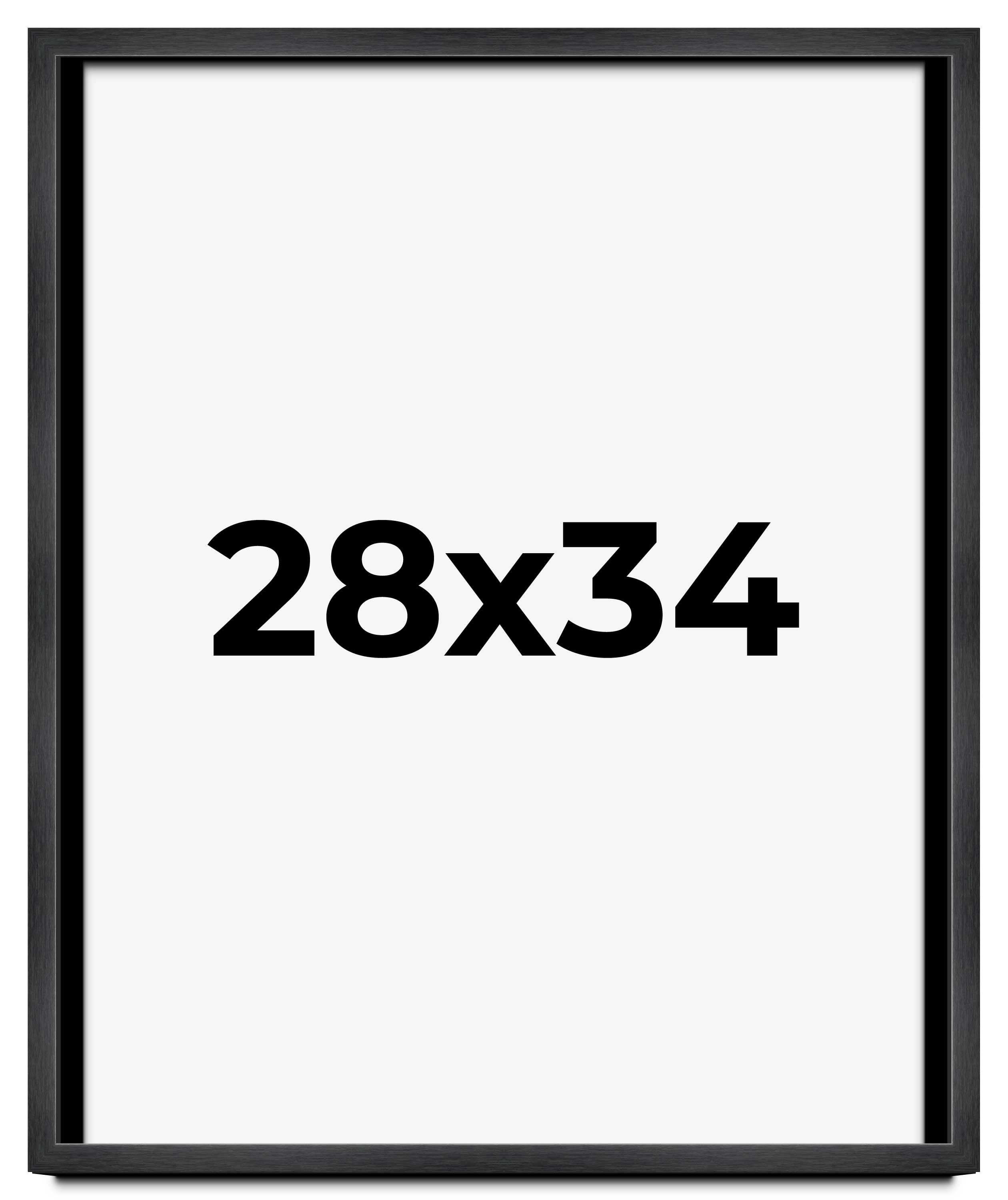 28×34 Frame Black Charcoal Grey Wood Textured Picture Frame | 0.75 Inch Moulding