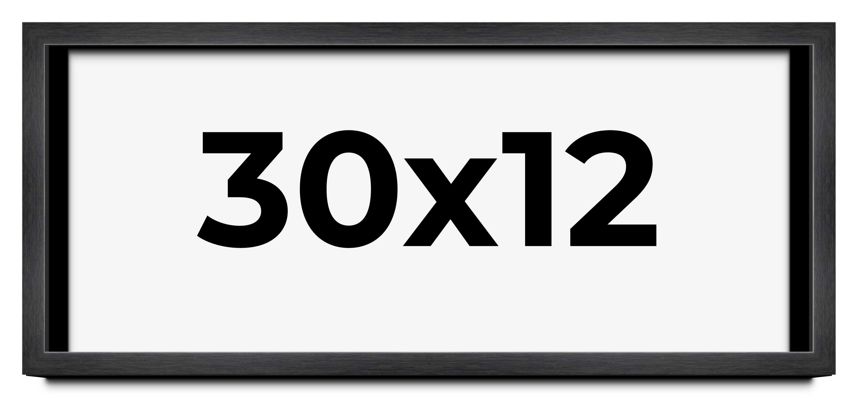 30x12 Frame Black Charcoal Grey Wood Textured Picture Frame | 0.75 Inch Moulding main product image