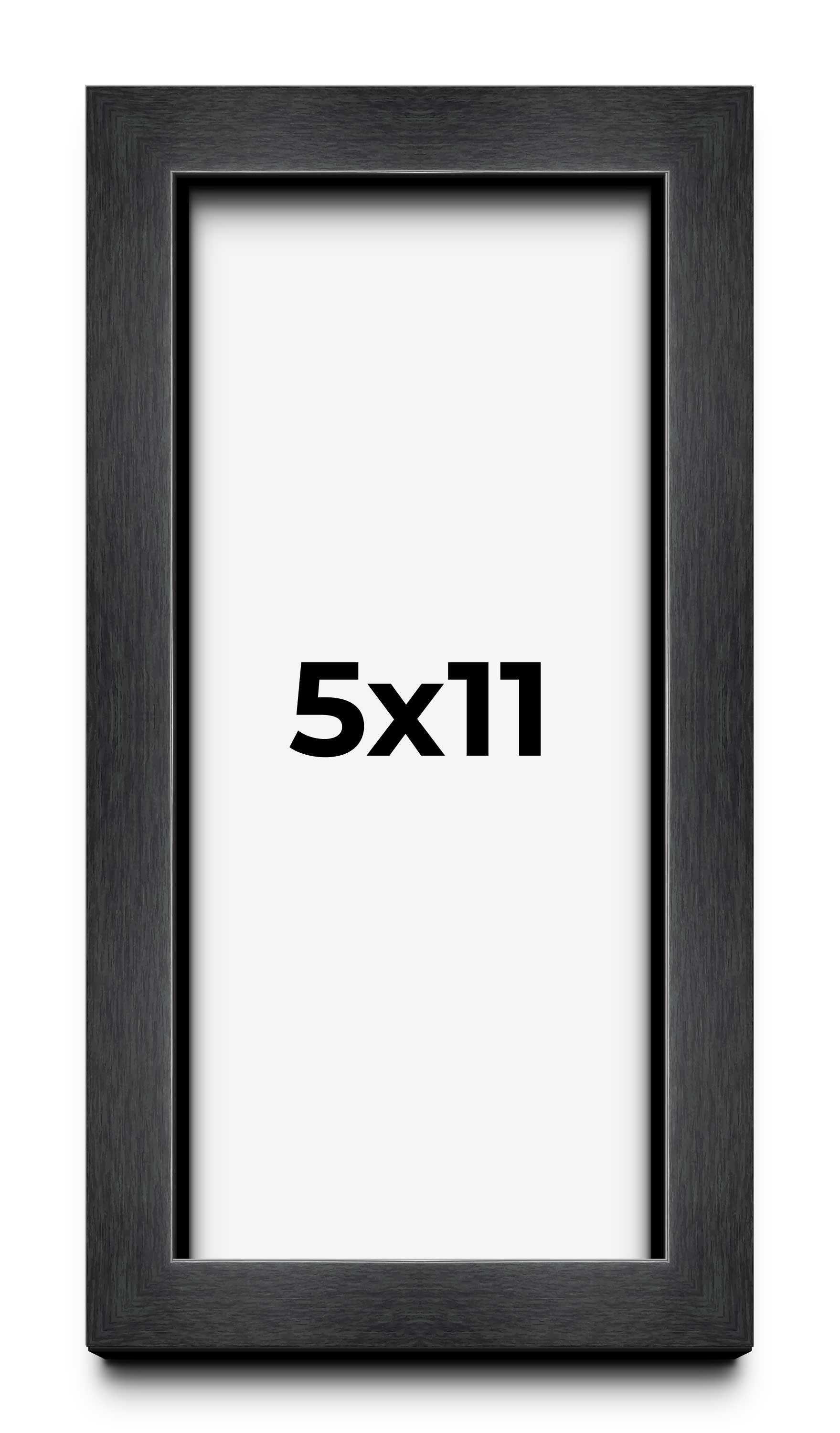 5×11 Frame Black Charcoal Grey Wood Textured Picture Frame | 0.75 Inch Moulding