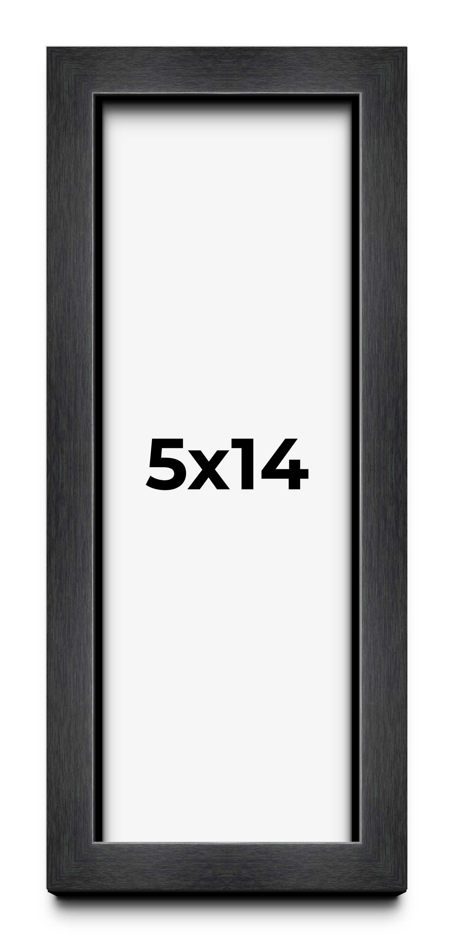 5×14 Frame Black Charcoal Grey Wood Textured Picture Frame | 0.75 Inch Moulding