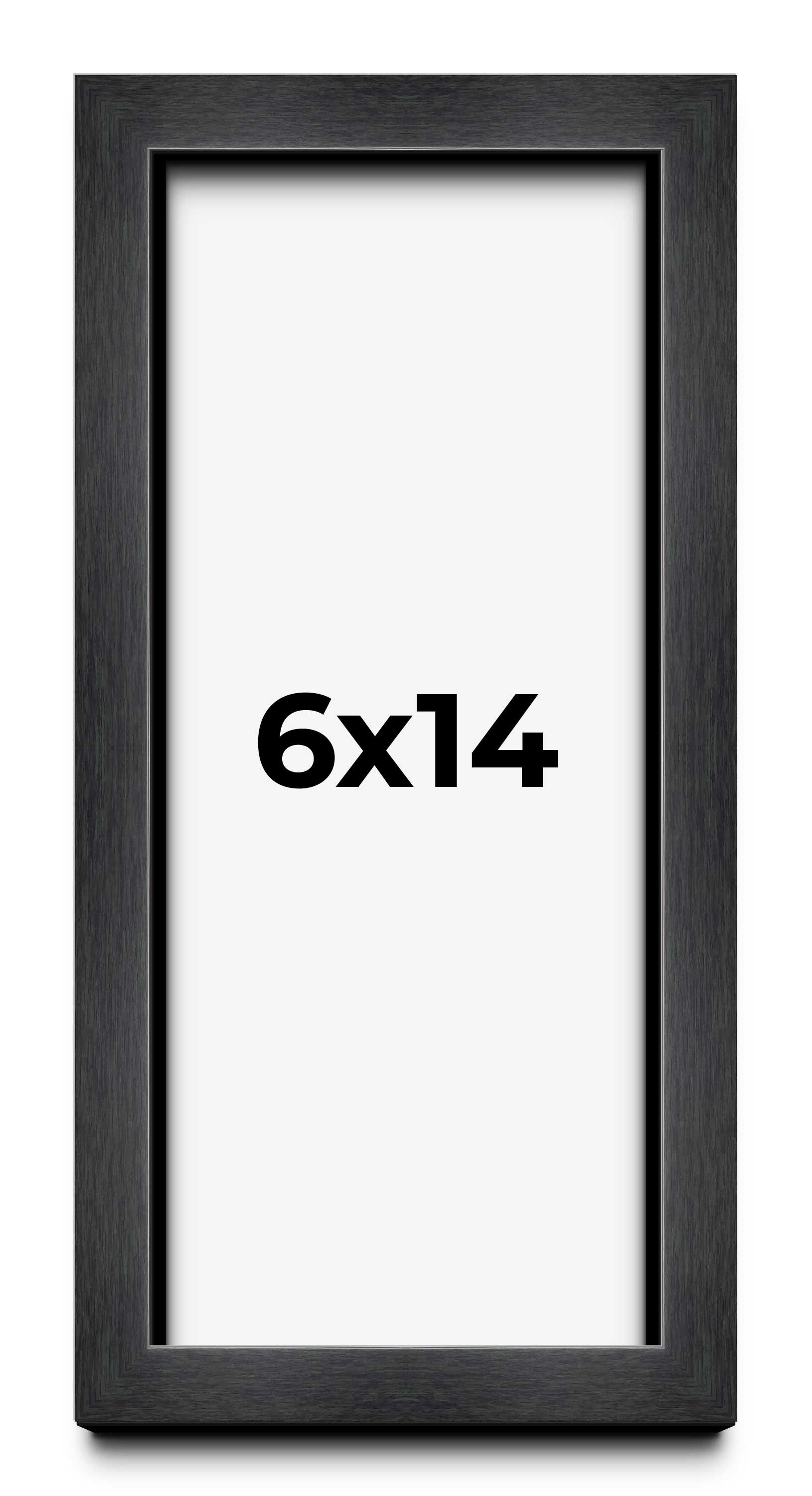 6x14 Frame Black Charcoal Grey Wood Textured Picture Frame | 0.75 Inch Moulding main product image