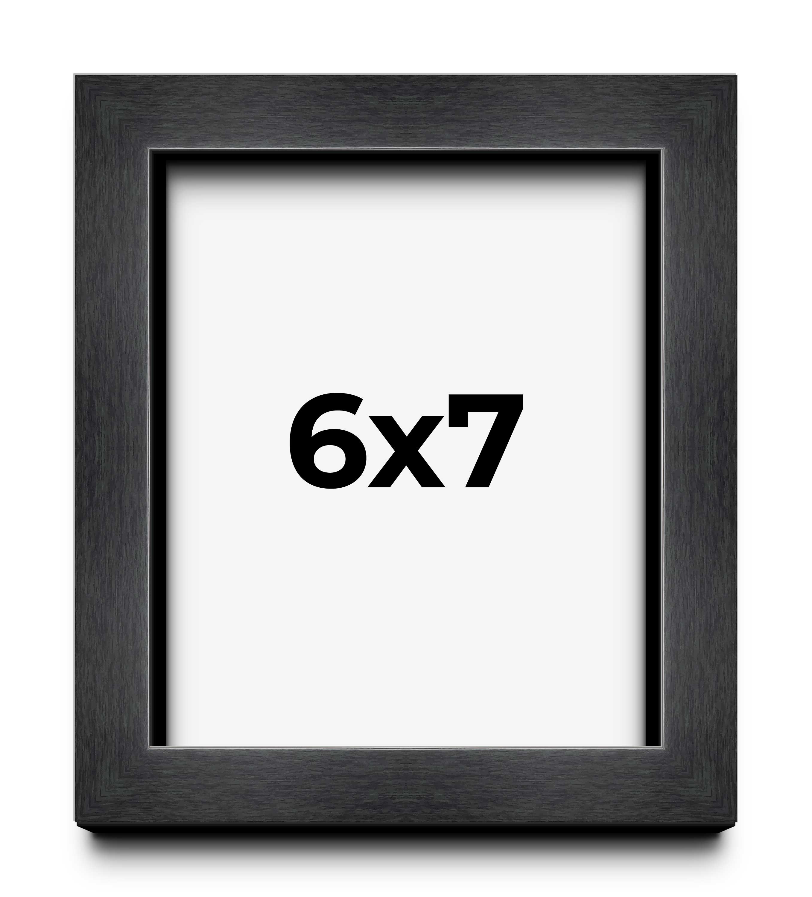 6x7 Frame Black Charcoal Grey Wood Textured Picture Frame | 0.75 Inch Moulding W main product image