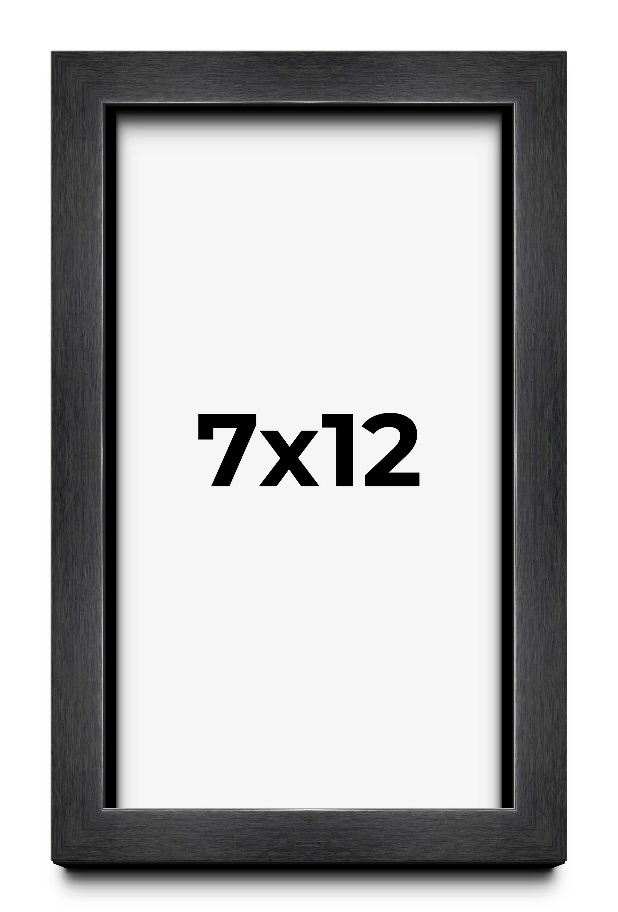 7×12 Frame Black Charcoal Grey Wood Textured Picture Frame | 0.75 Inch Moulding