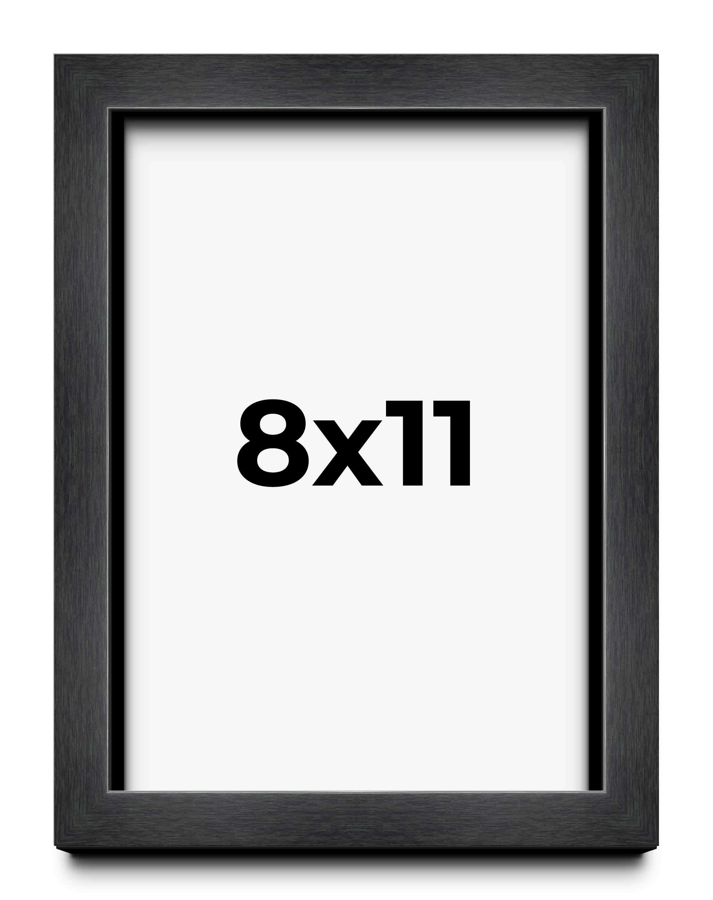 8×11 Frame Black Charcoal Grey Wood Textured Picture Frame | 0.75 Inch Moulding