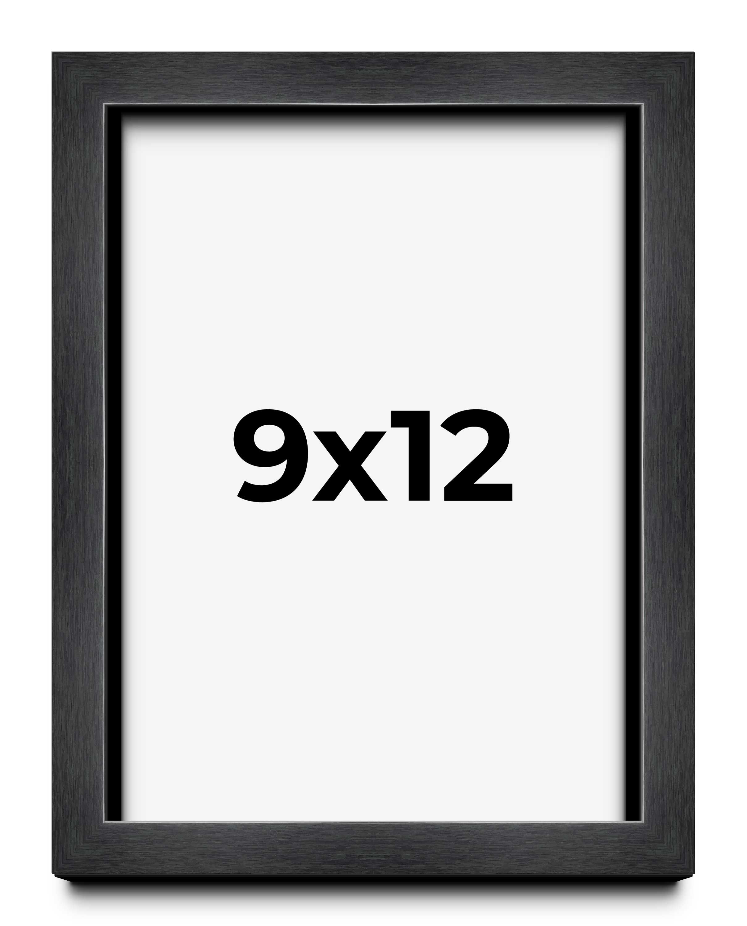 9×12 Frame Black Charcoal Grey Wood Textured Picture Frame | 0.75 Inch Moulding
