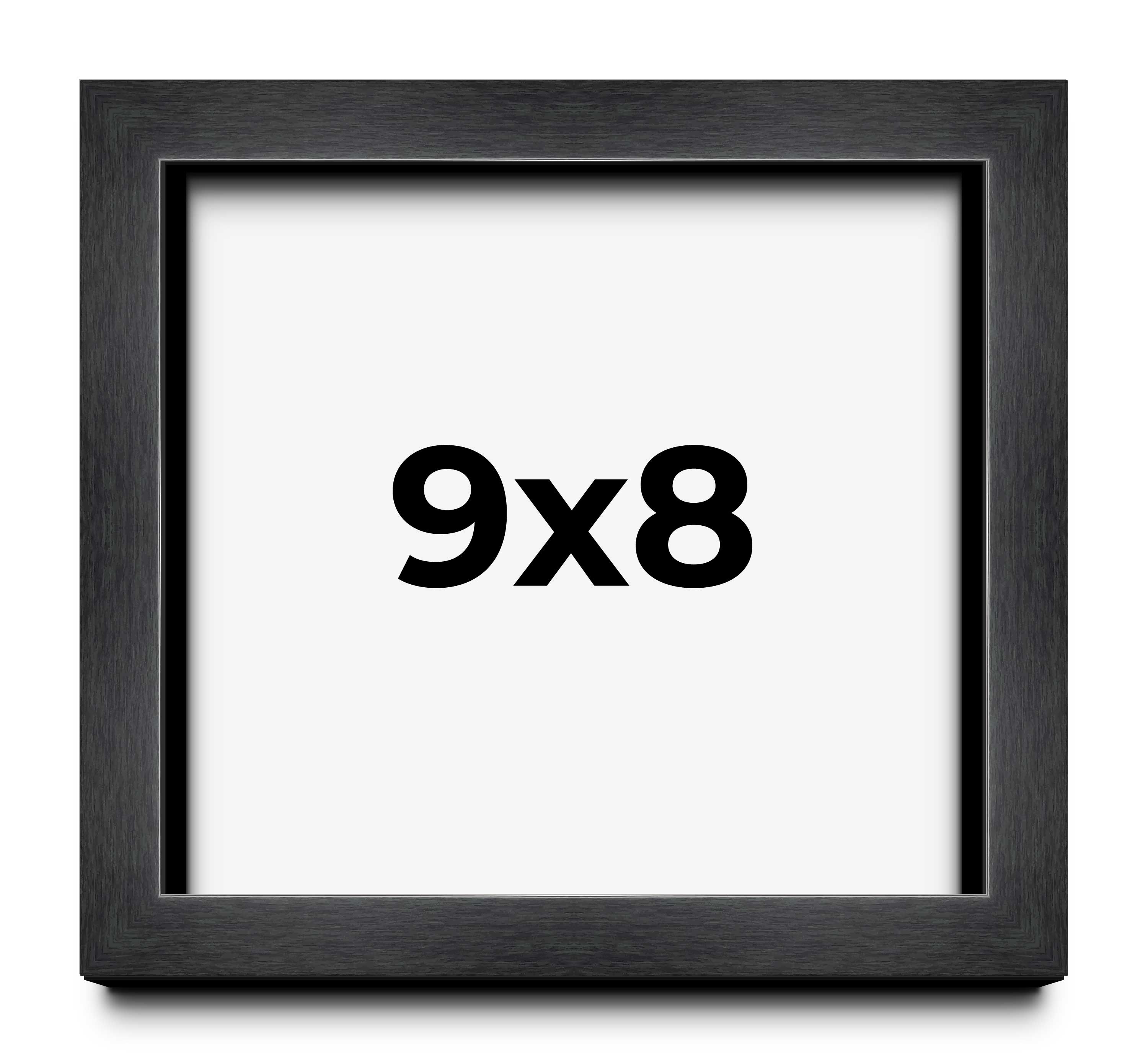 9x8 Frame Black Charcoal Grey Wood Textured Picture Frame | 0.75 Inch Moulding W main product image