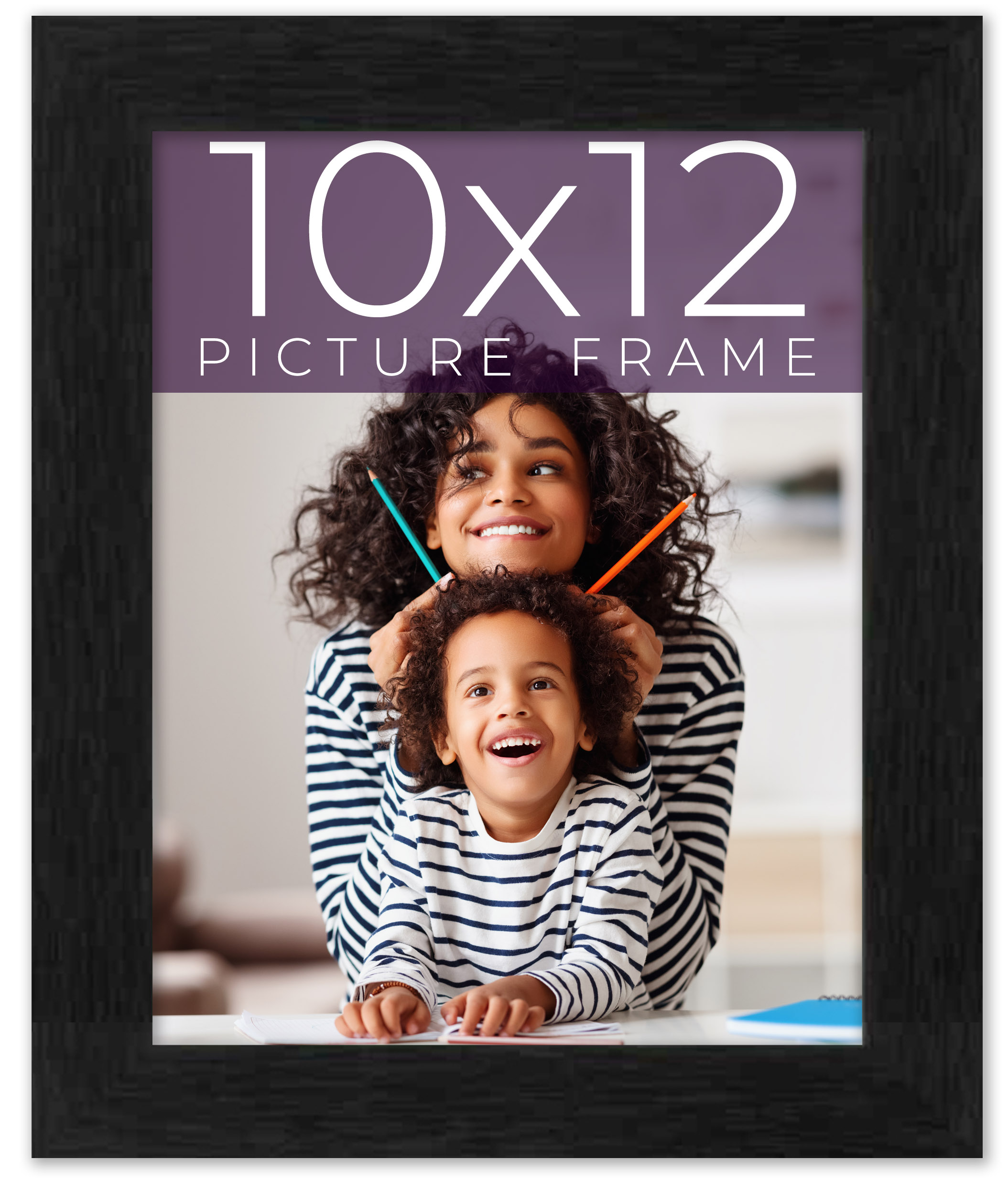 10x12 Frame Black Charcoal Grey Wood Textured Picture Frame | 0.75 Inch Moulding detailed image 10