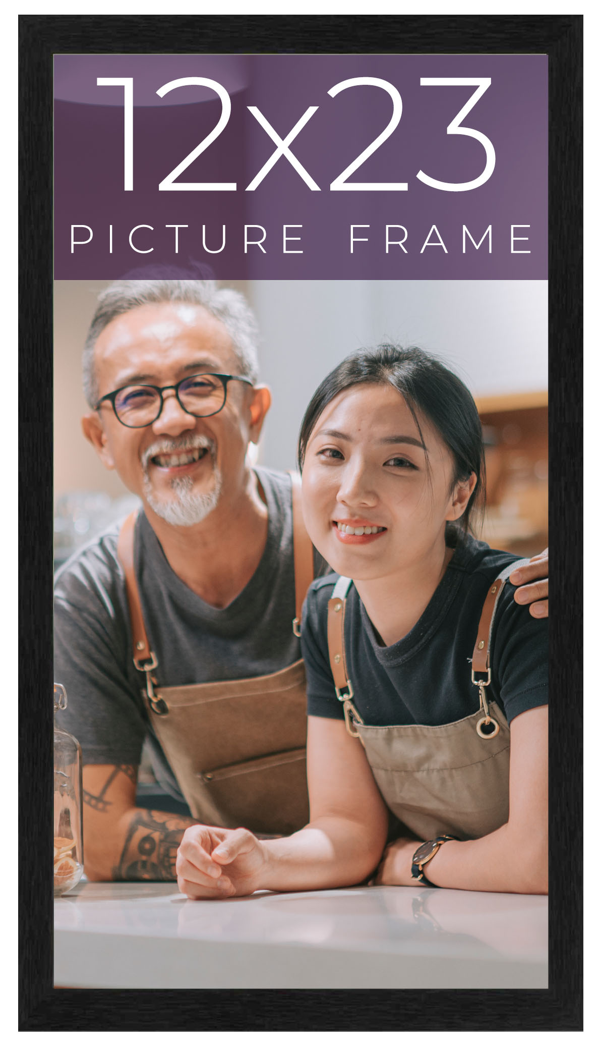 12x23 Frame Black Charcoal Grey Wood Textured Picture Frame | 0.75 Inch Moulding detailed image 10