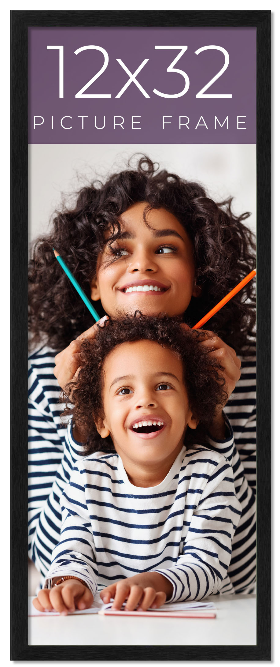 12x32 Frame Black Charcoal Grey Wood Textured Picture Frame | 0.75 Inch Moulding detailed image 10